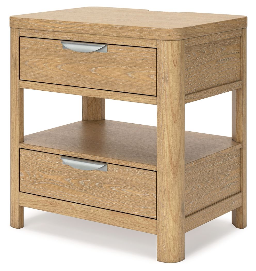 Rencott - Two Drawer Night Stand - Light Brown