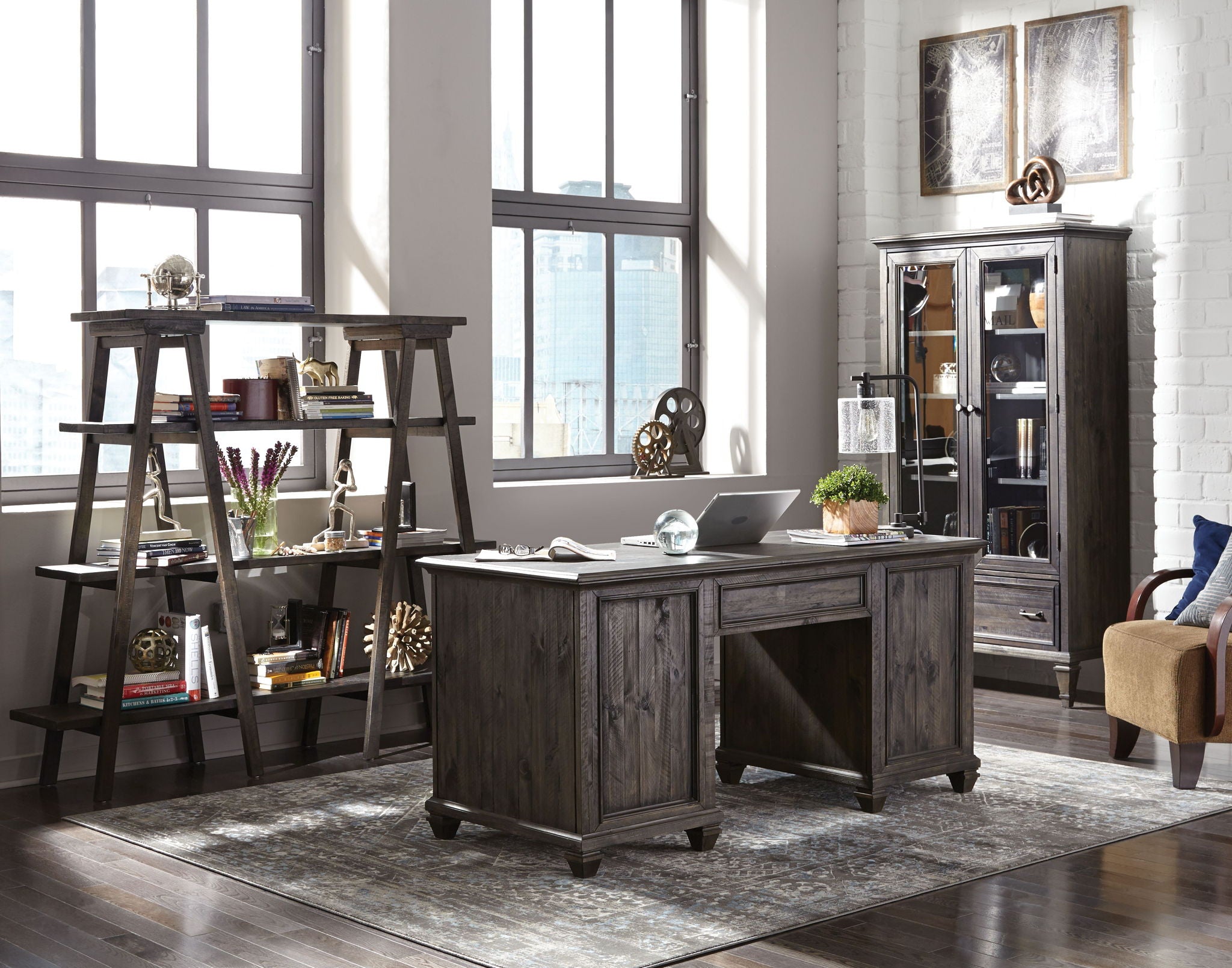 Sutton Place - Door Bookcase - Weathered Charcoal