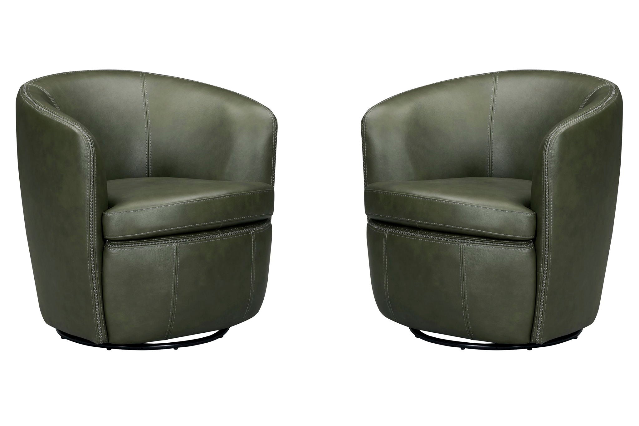Barolo - 100% Italian Leather Swivel Club Chair (Set of 2)
