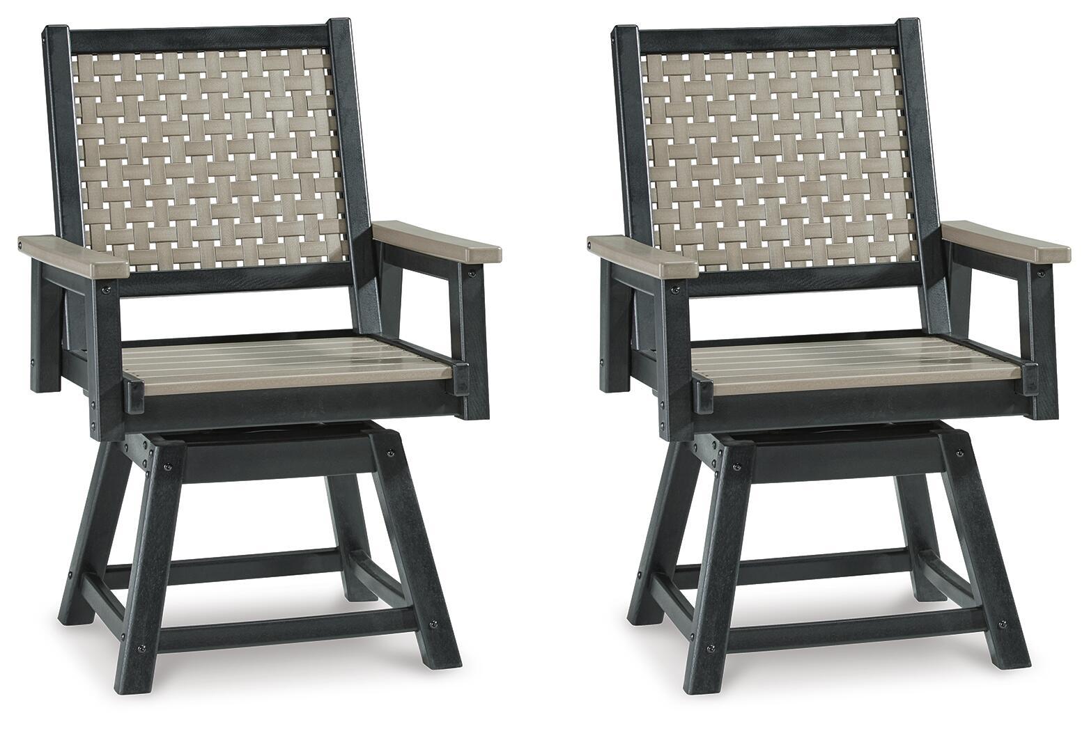 Mount Valley - Swivel Chair (Set of 2) - Black / Driftwood