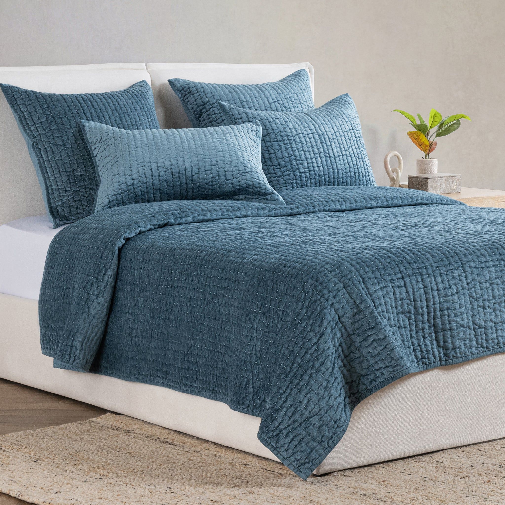 Bari - Velvet Sham - Stone Blue