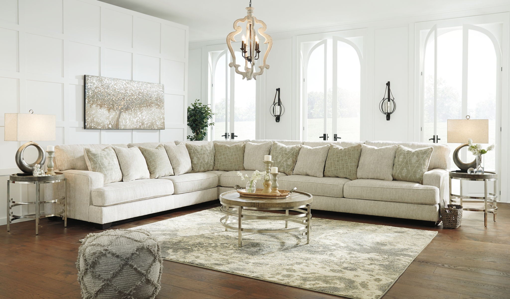 Rawcliffe - Left Arm Facing Sofa 4 Pc Sectional - Parchment