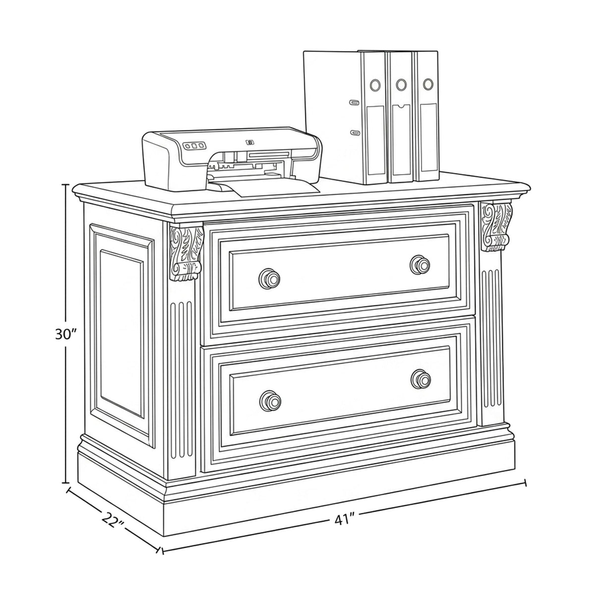 Huntington - 2 Drawer Lateral File - Antique Vintage Pecan