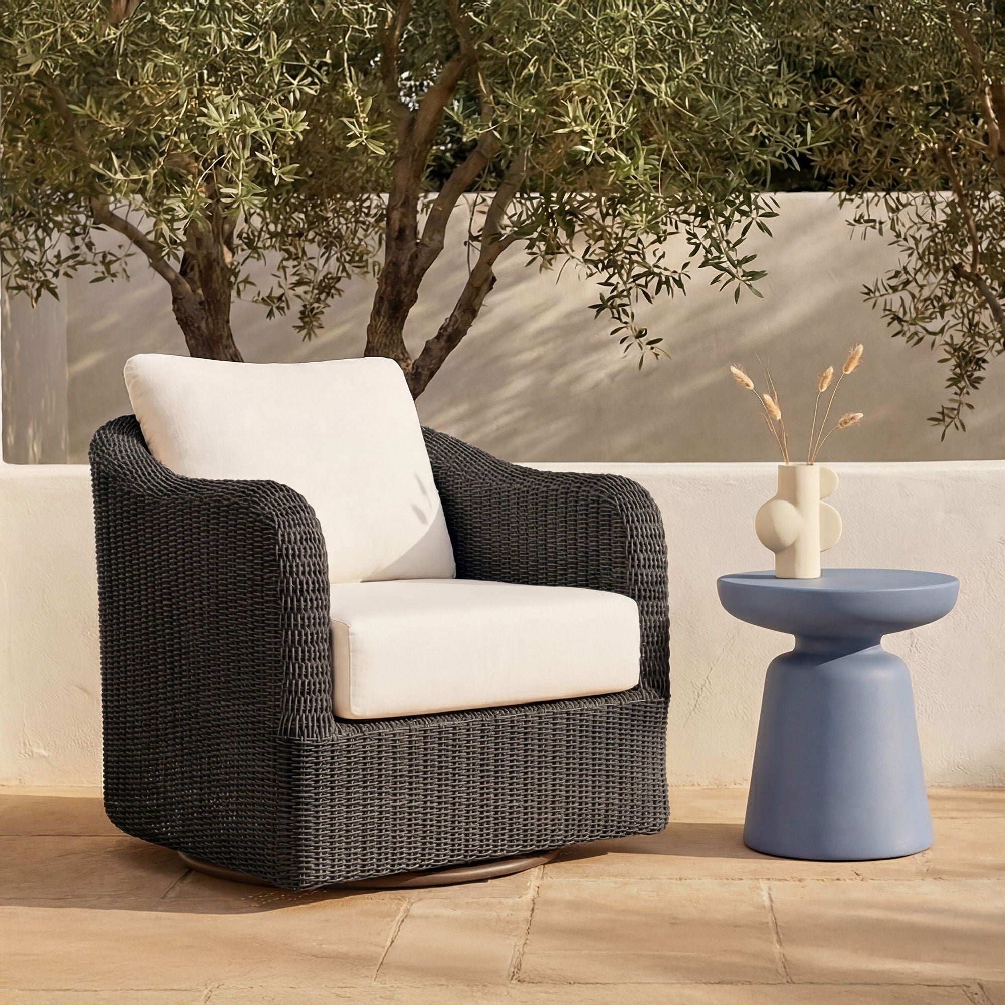 Bodhi - Outdoor Swivel Accent Chair - Charcoal / Gray