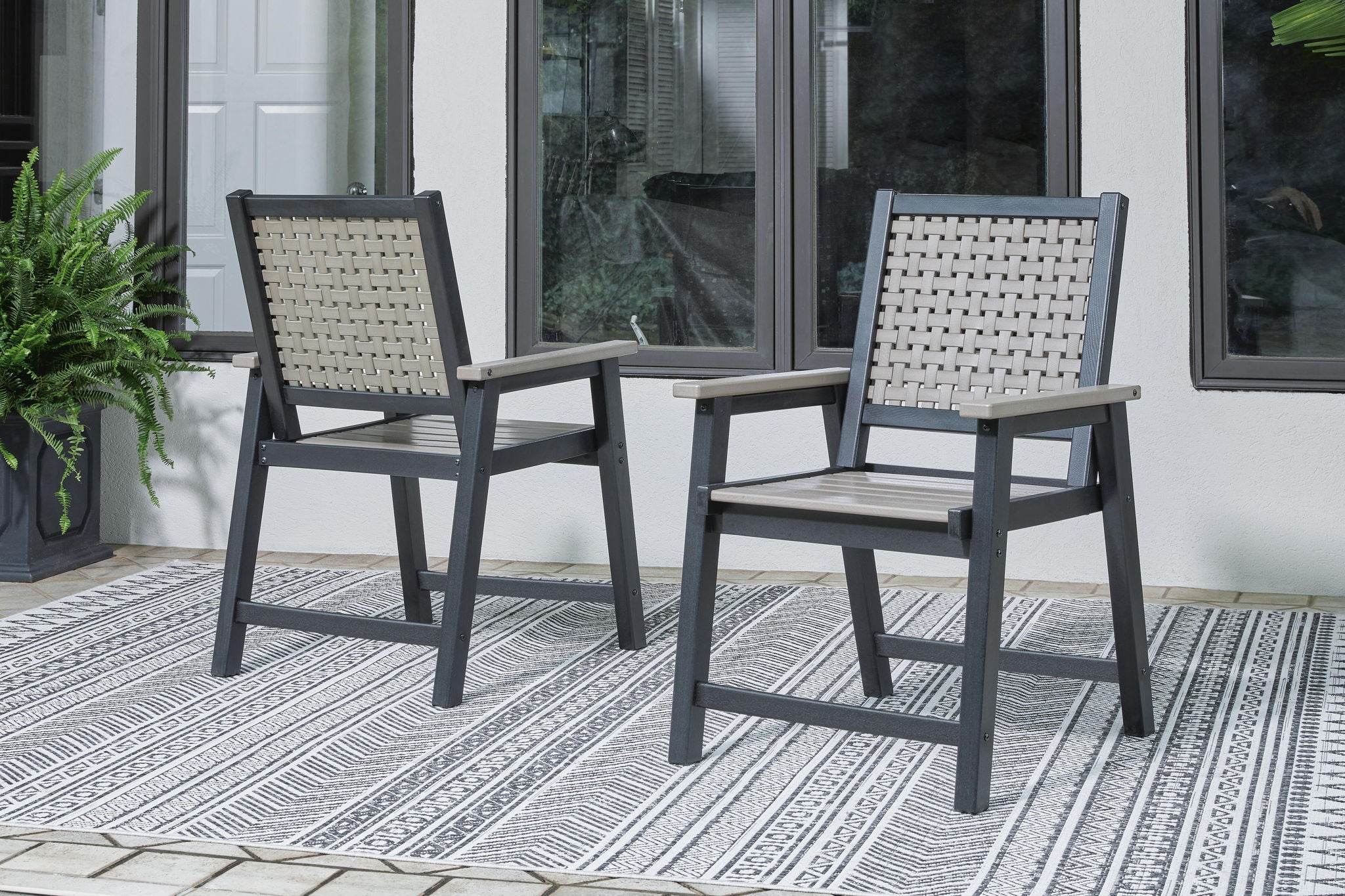 Mount Valley - Arm Chair (Set of 2) - Black / Driftwood