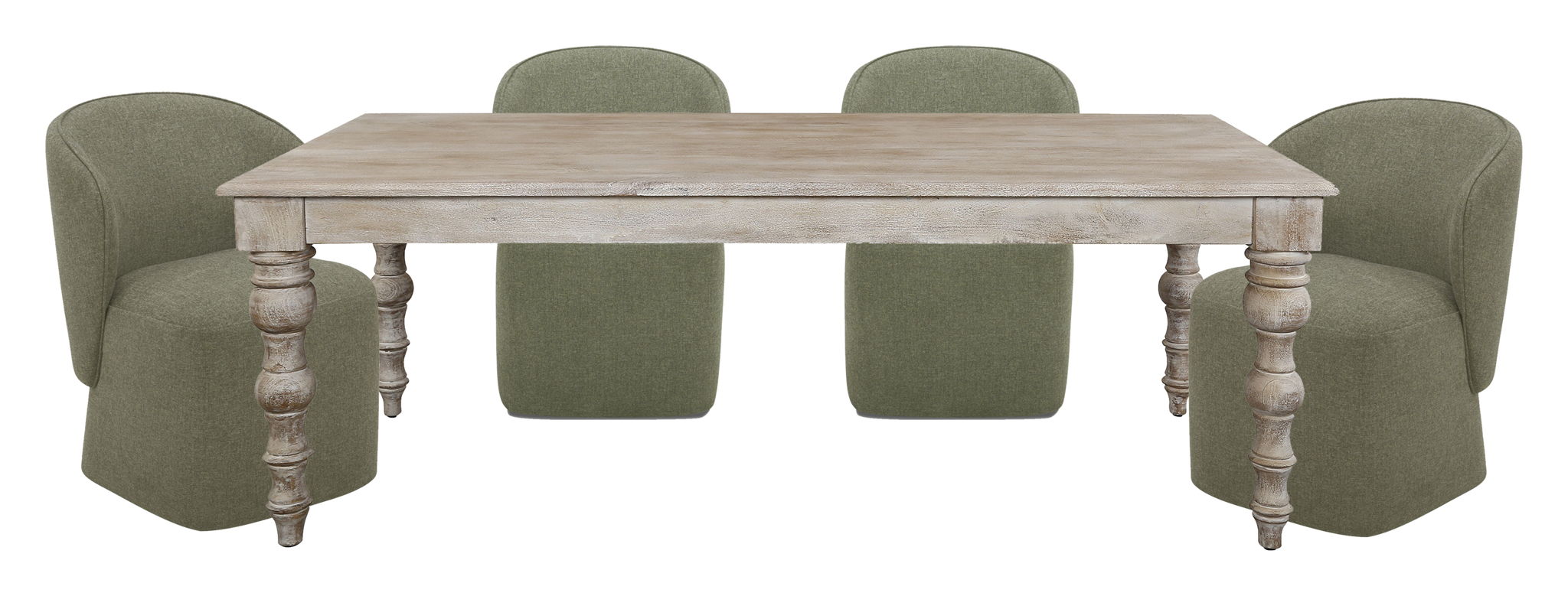 Crossings - Eden Rectangular Dining Table With 4 Upholstered Chairs - Toasted Tumbleweed & Green