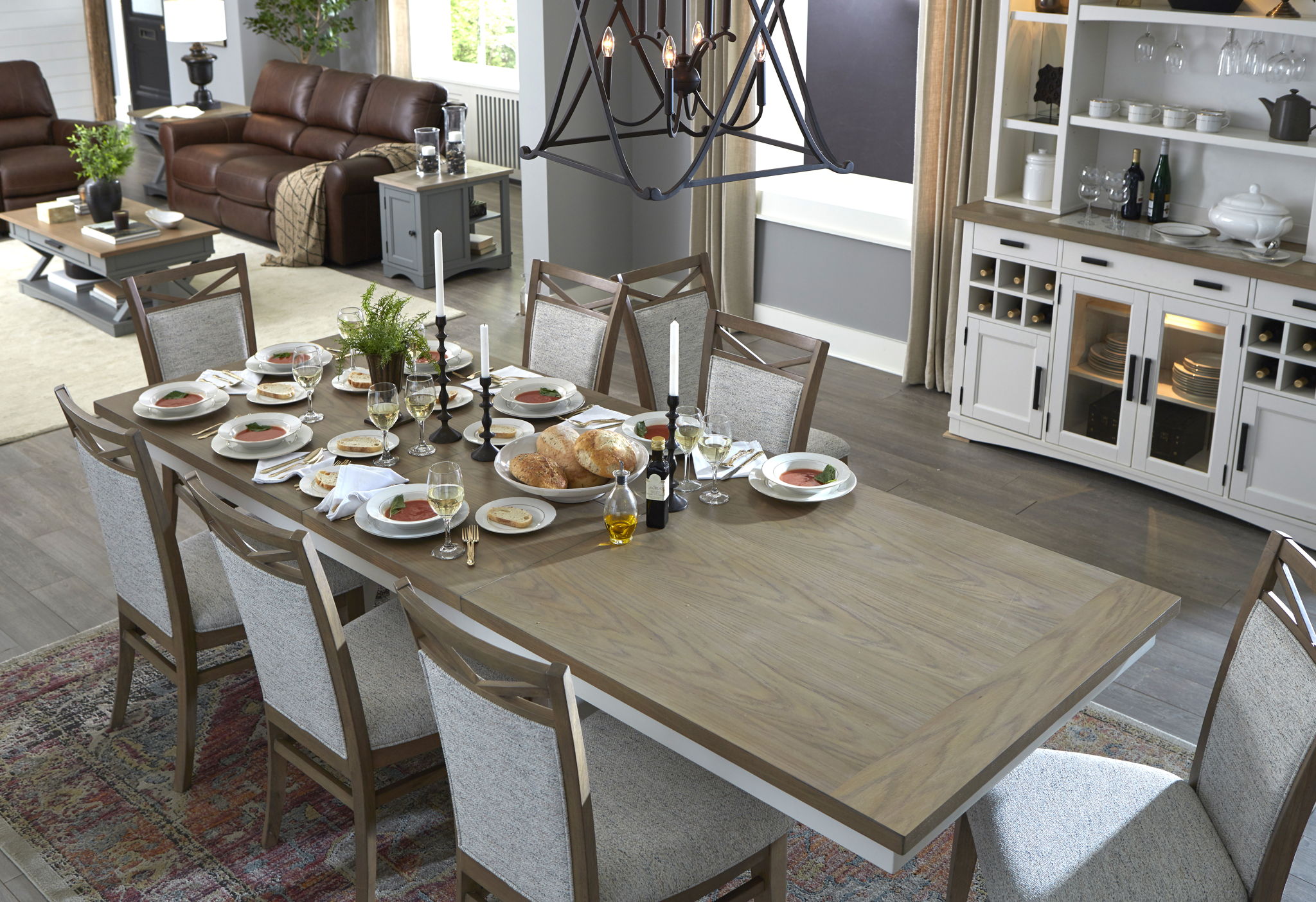 Americana Modern Dining - Trestle Extendable Dining Table - Cotton