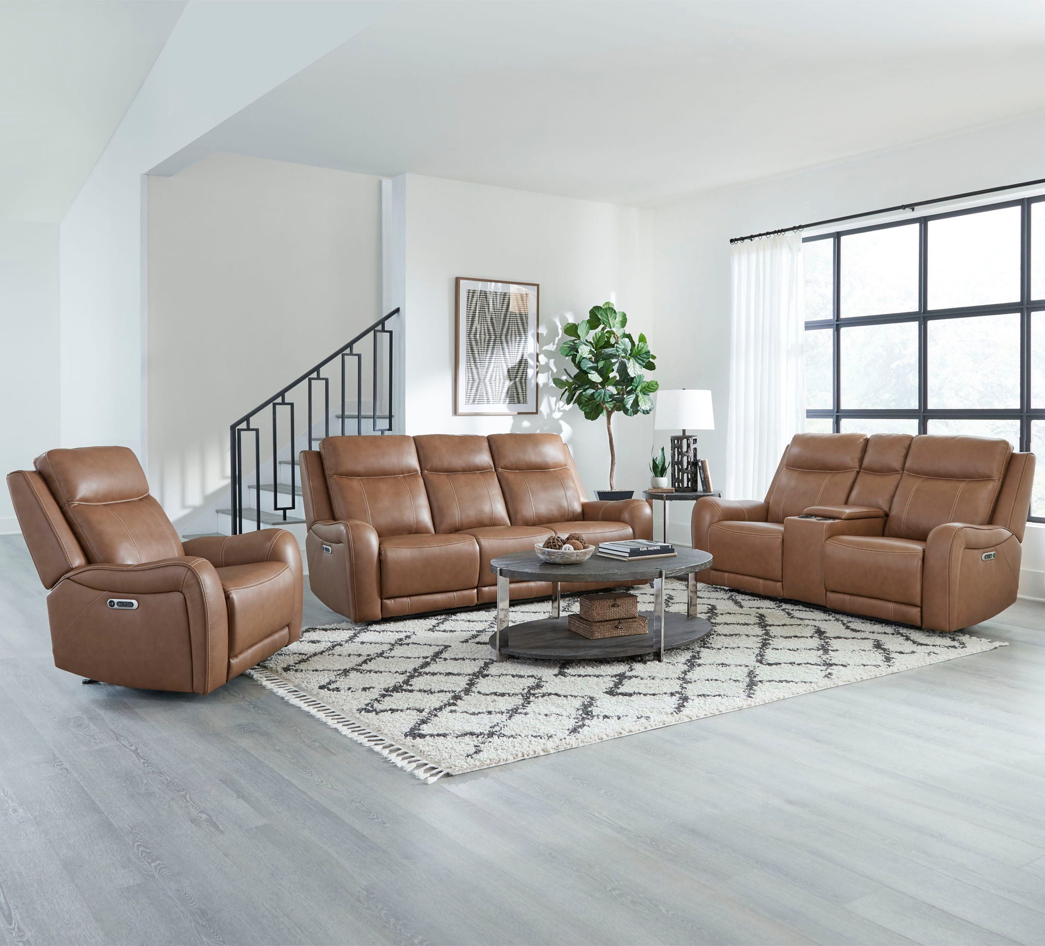Haywood - Power Reclining Console Loveseat - Butternut