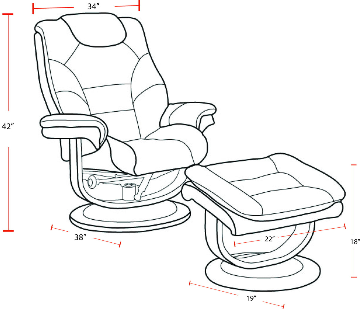 Knight - Manual Reclining Swivel Chair and Ottoman