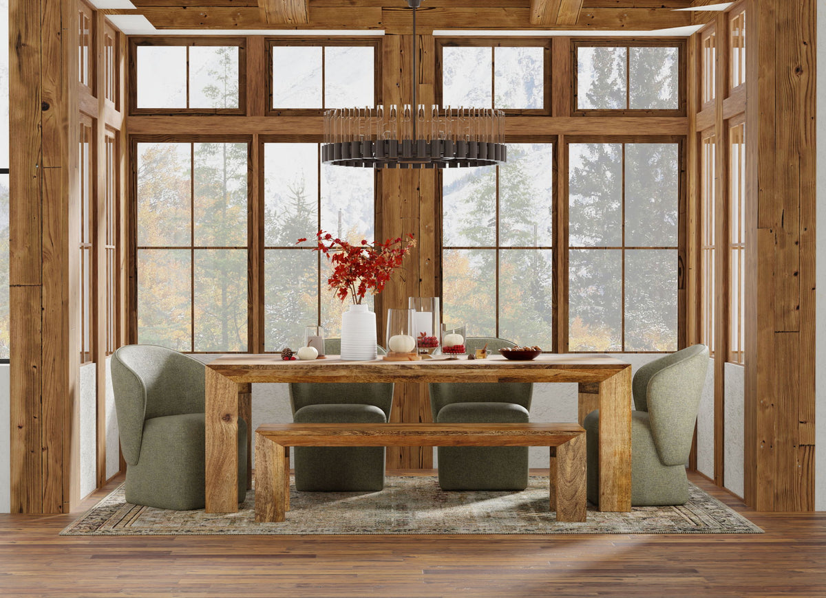 Crossings - Downtown Rectangular Dining Table With 4 Upholstered Chairs - Amber