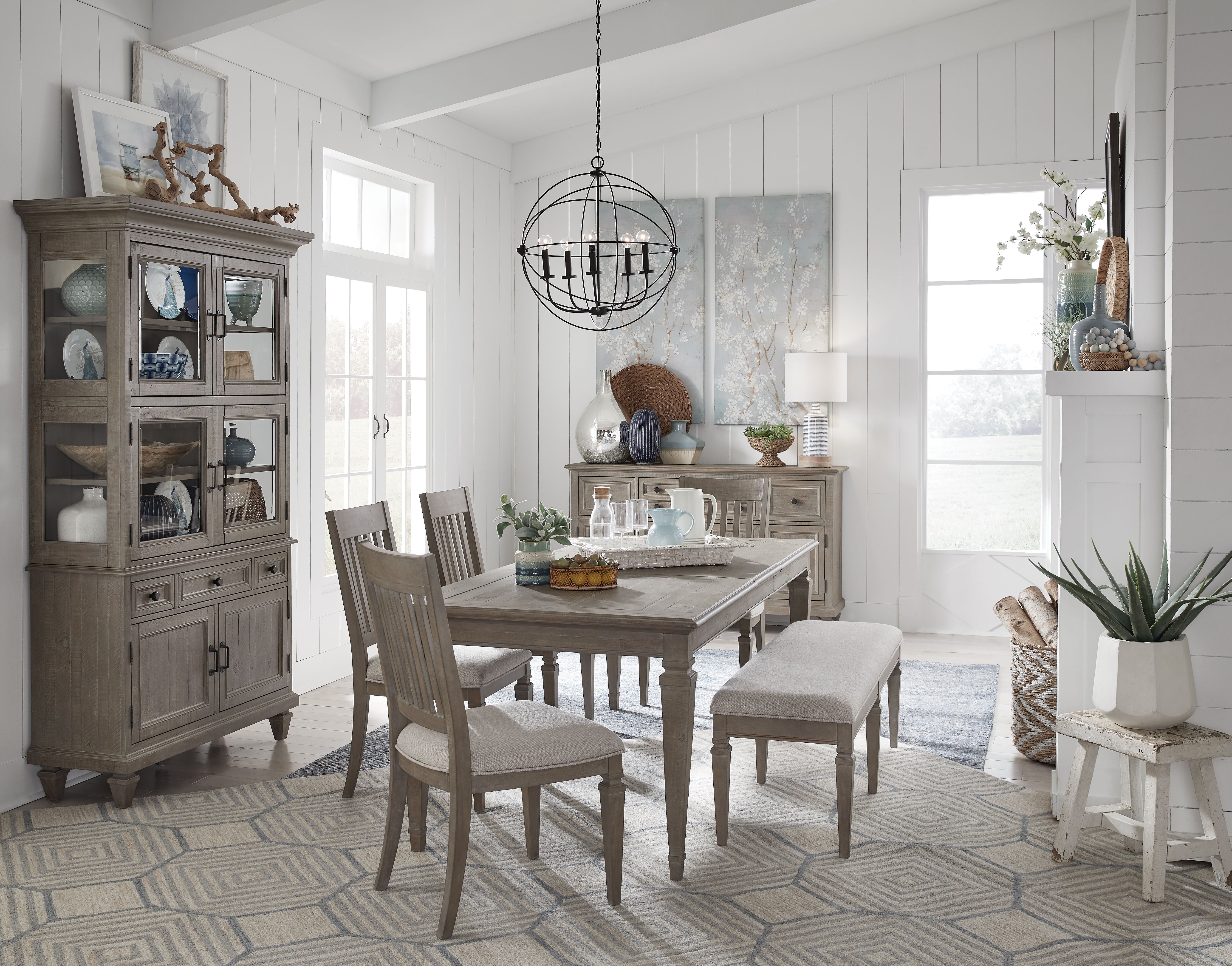 Lancaster - Bench With Upholstered Seat - Dovetail Gray