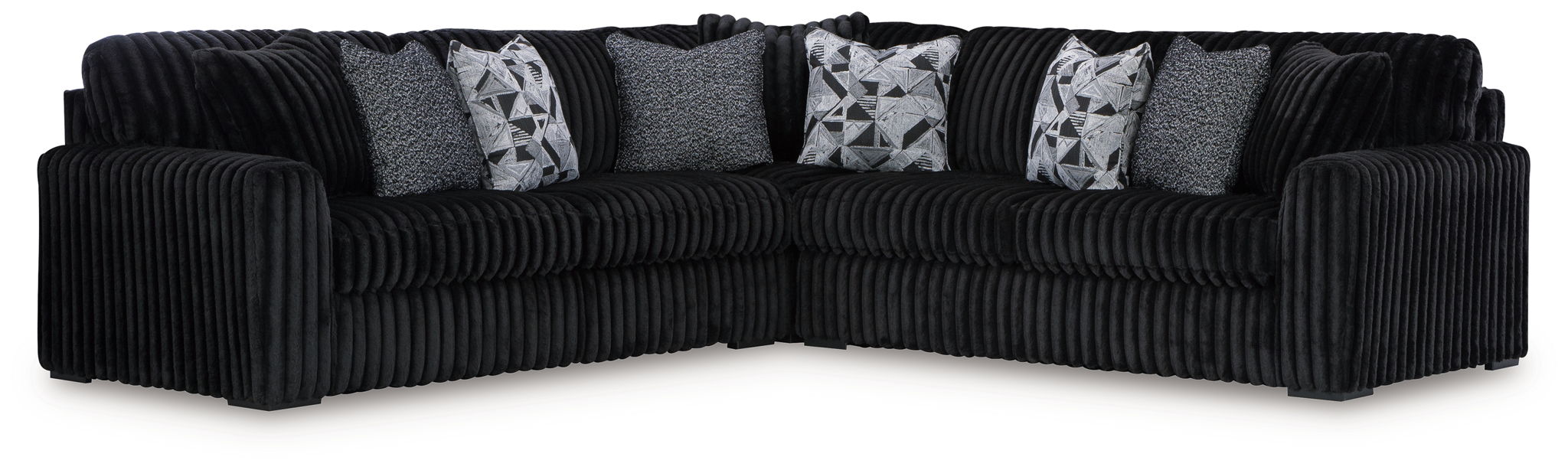 Midnight-Madness - 4 Pc. - 3-Piece Sectional, Ottoman - Onyx