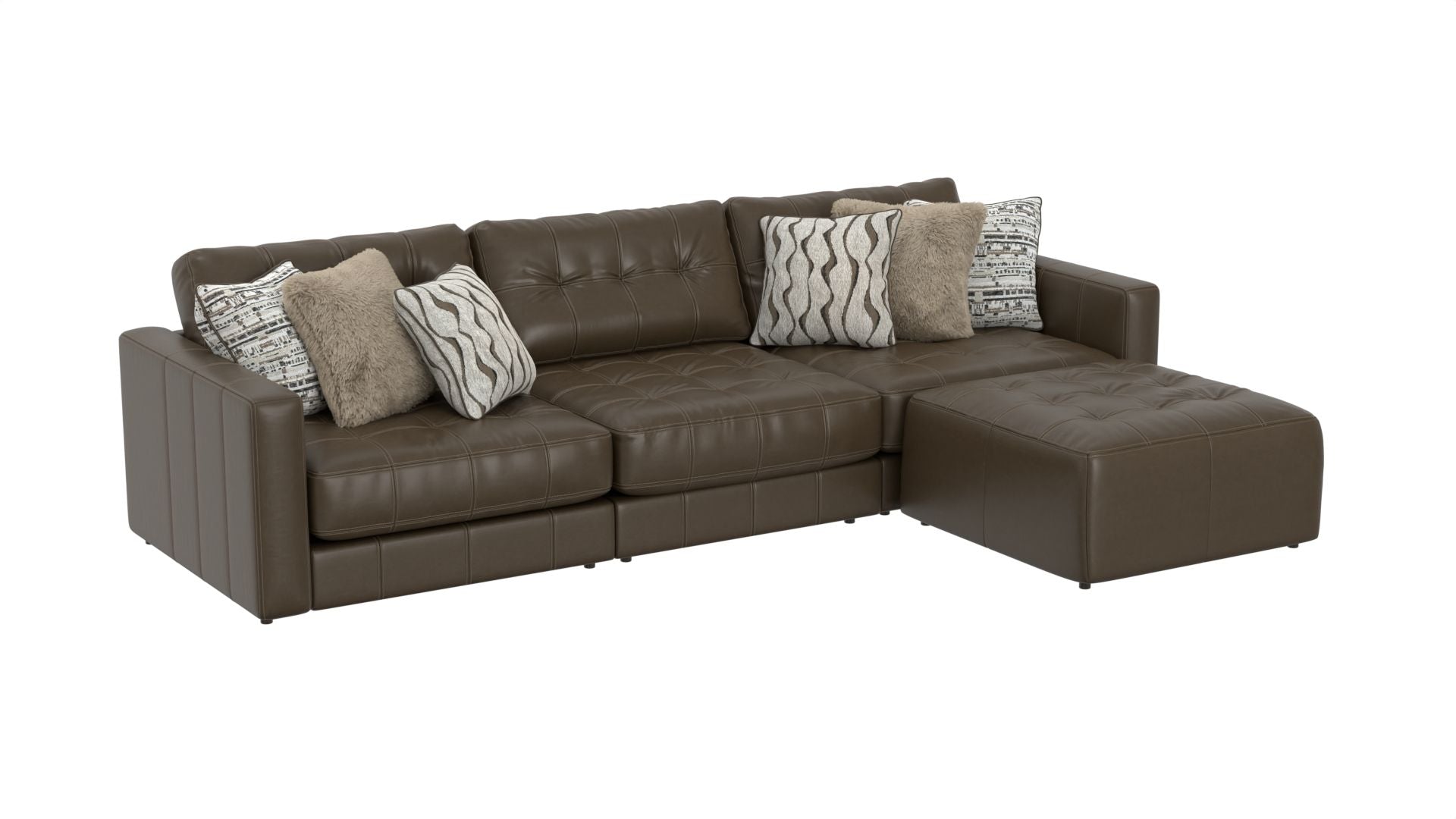 Siena - 4 Piece Modular Sectional With Cuddler Seat Cushions And Included Accent Pillows - Chocolate