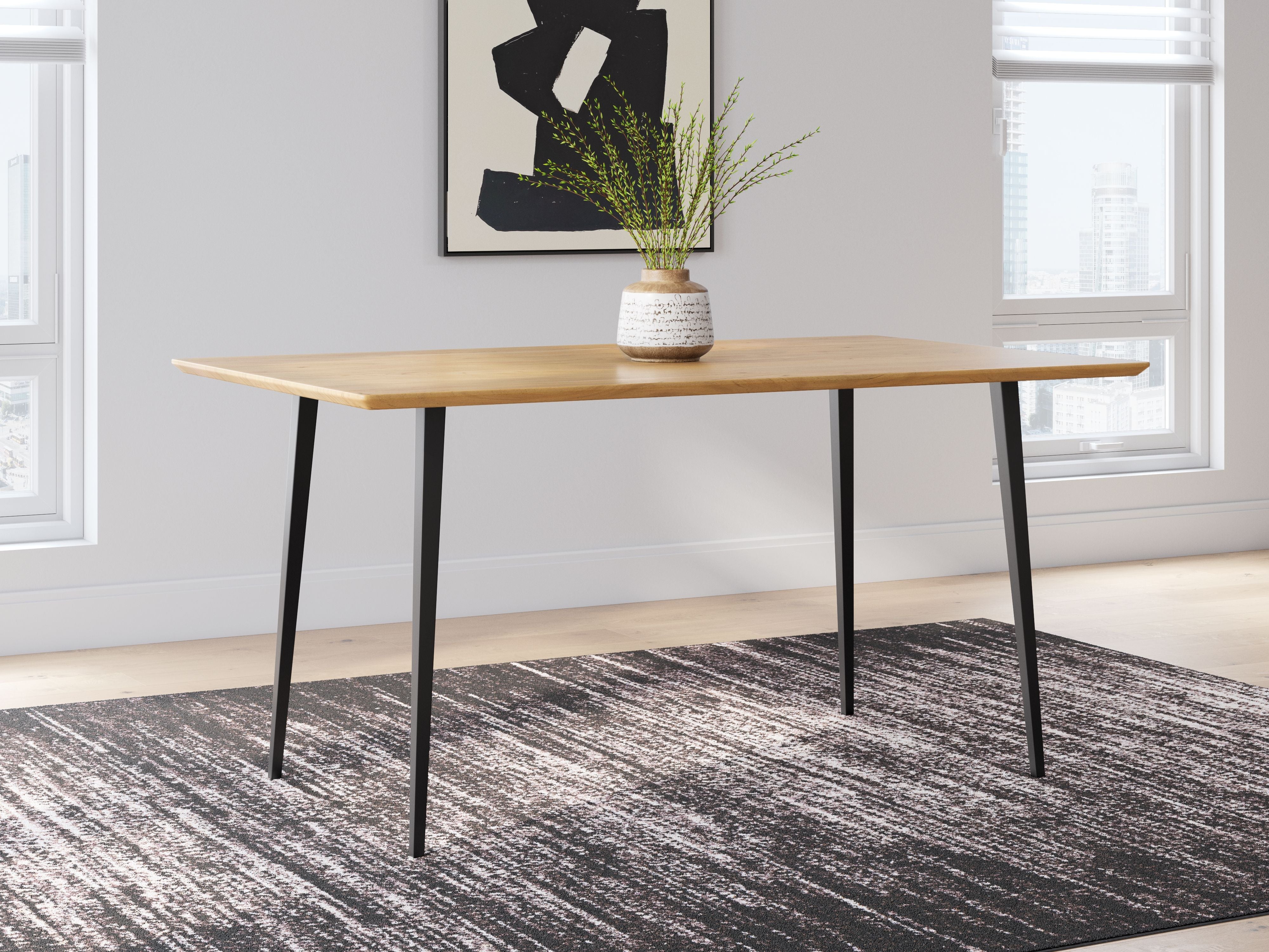 Gretlynn - Rectangular Dining Room Table - Black / Natural