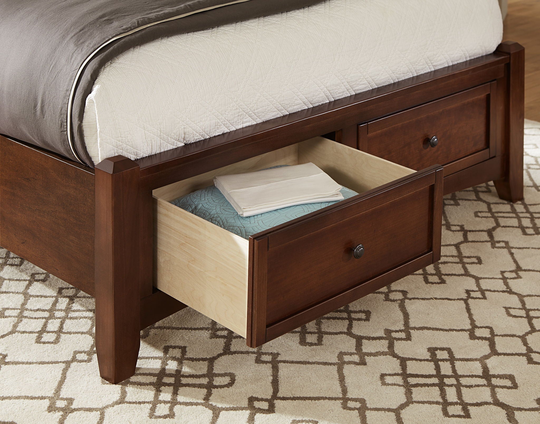 Bonanza - Pebble Gray Upholstered Bed With Storage Footboard