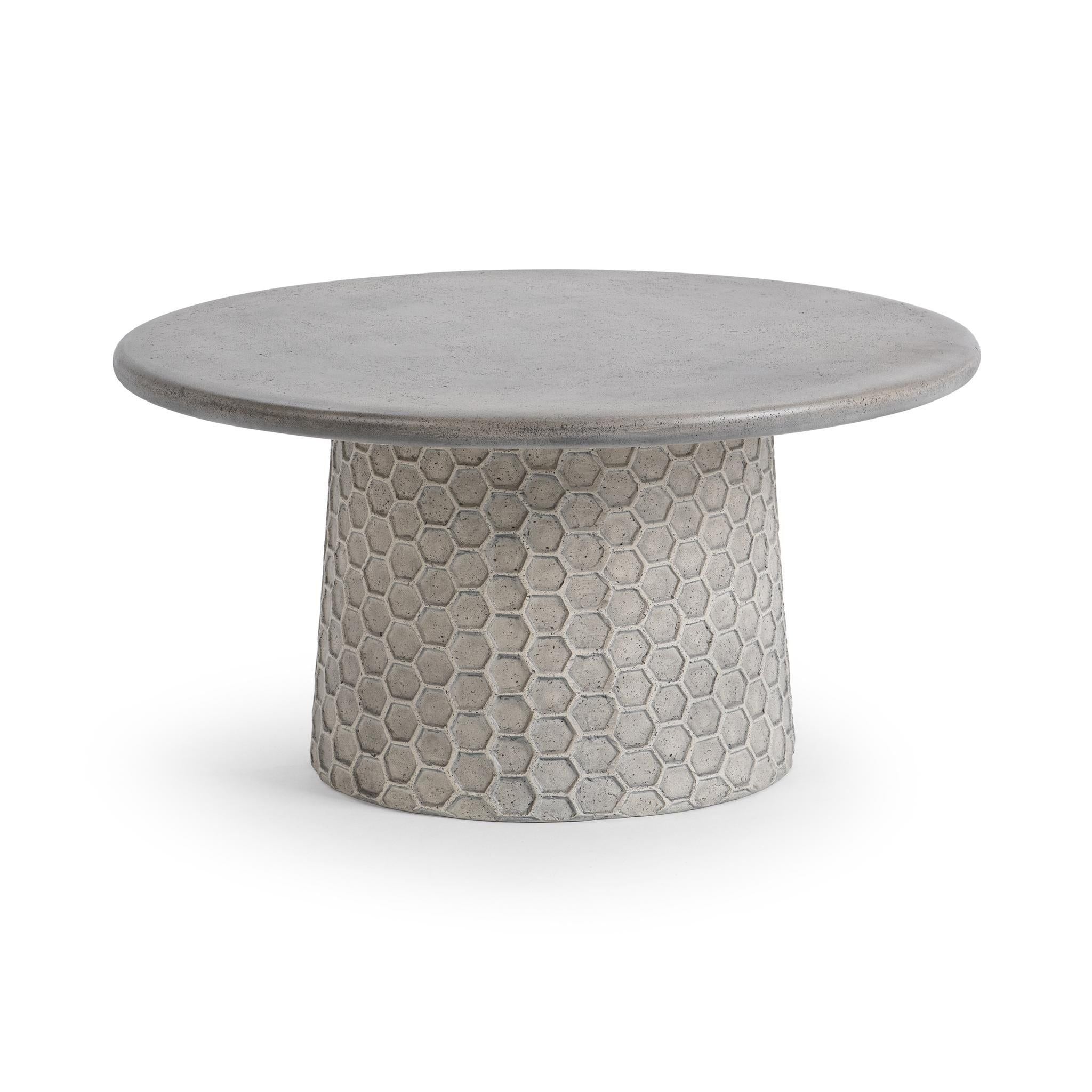 Delaine - Outdoor Round Coffee Table - Light Gray