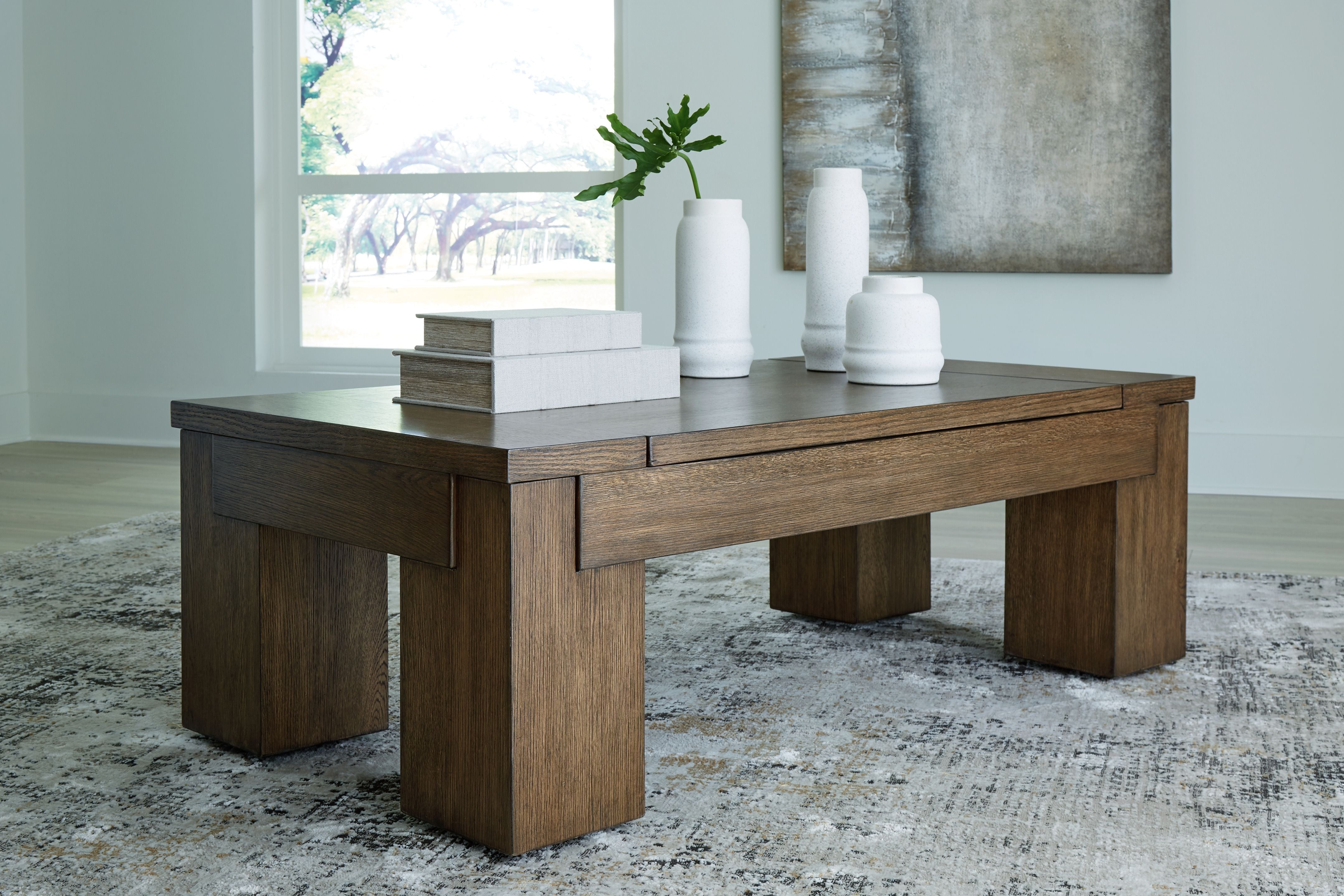 Rosswain - Lift Top Cocktail Table - Warm Brown