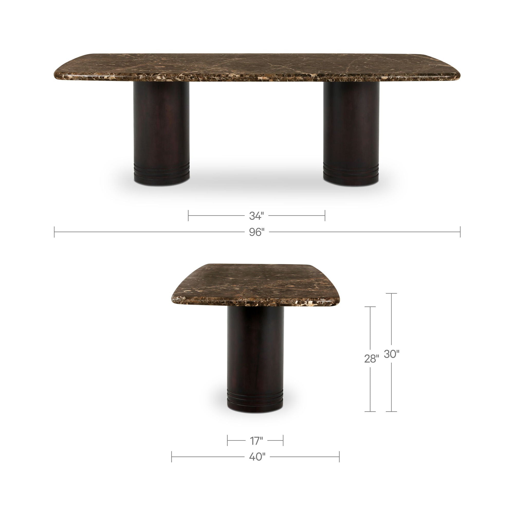 Daphne - Dining Table Large Dark Emperador Marble - Brown