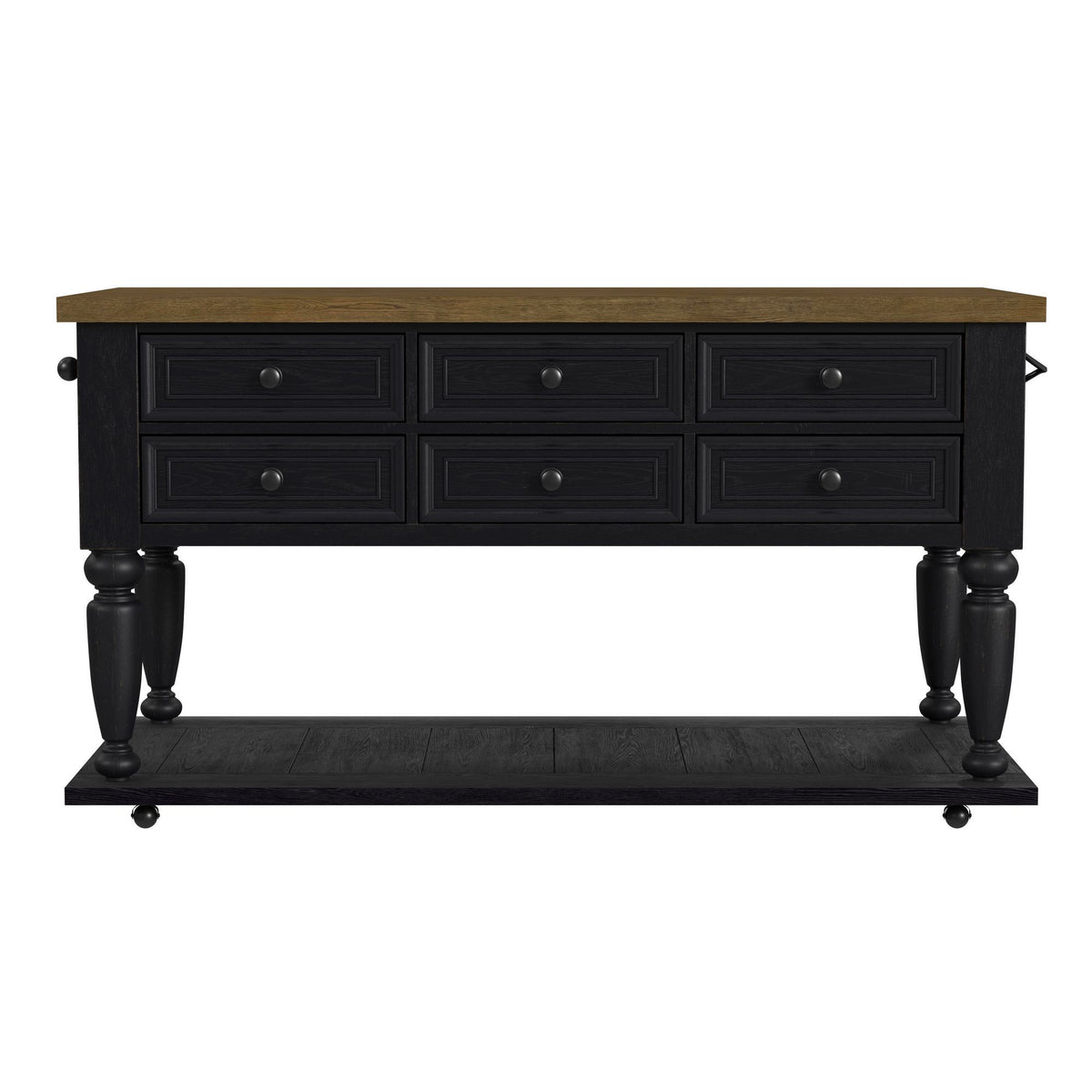 Heritage & Home - Kitchen Island With Casters - Oak Brown And Black