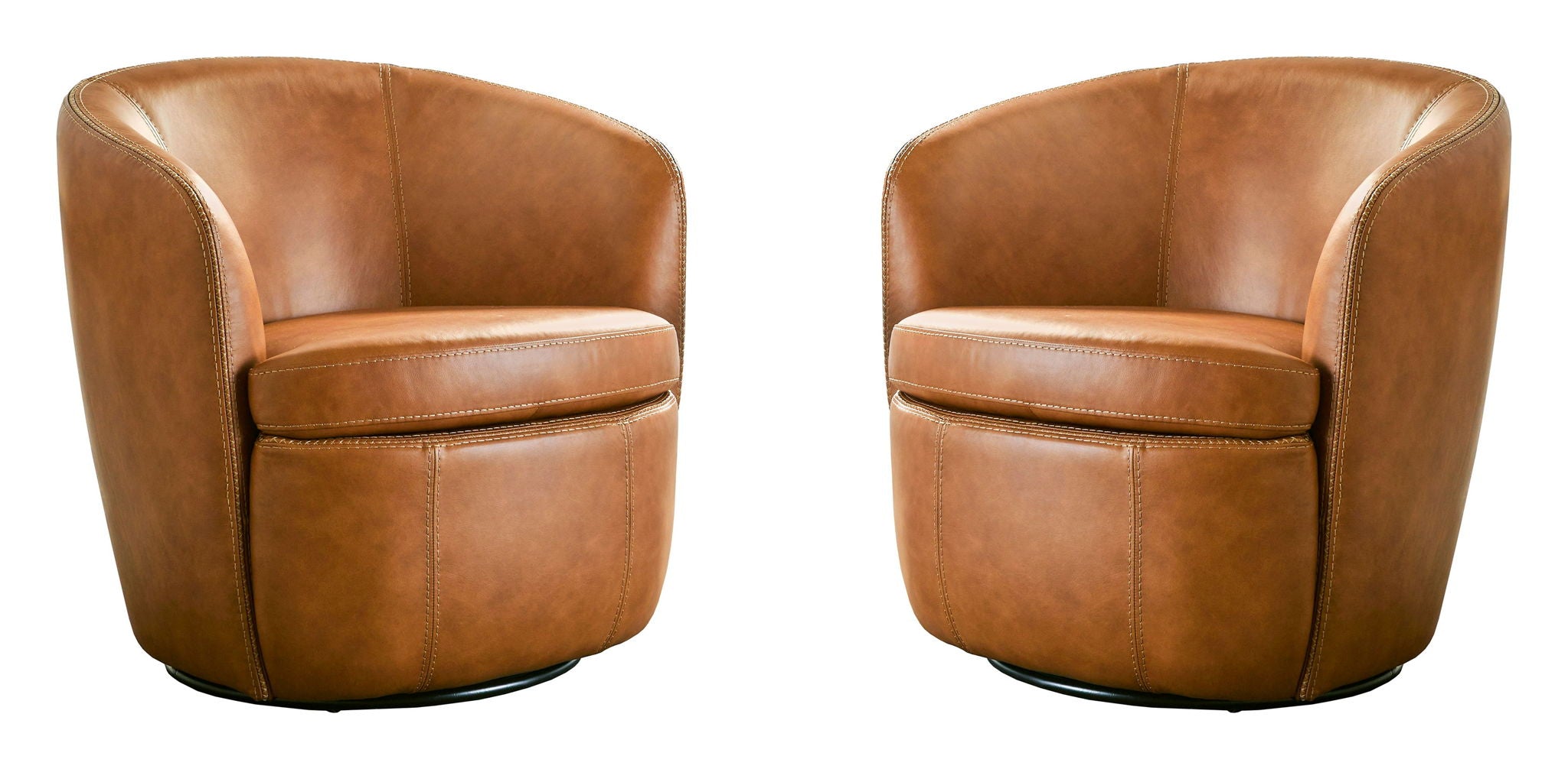 Barolo - 100% Italian Leather Swivel Club Chair (Set of 2)