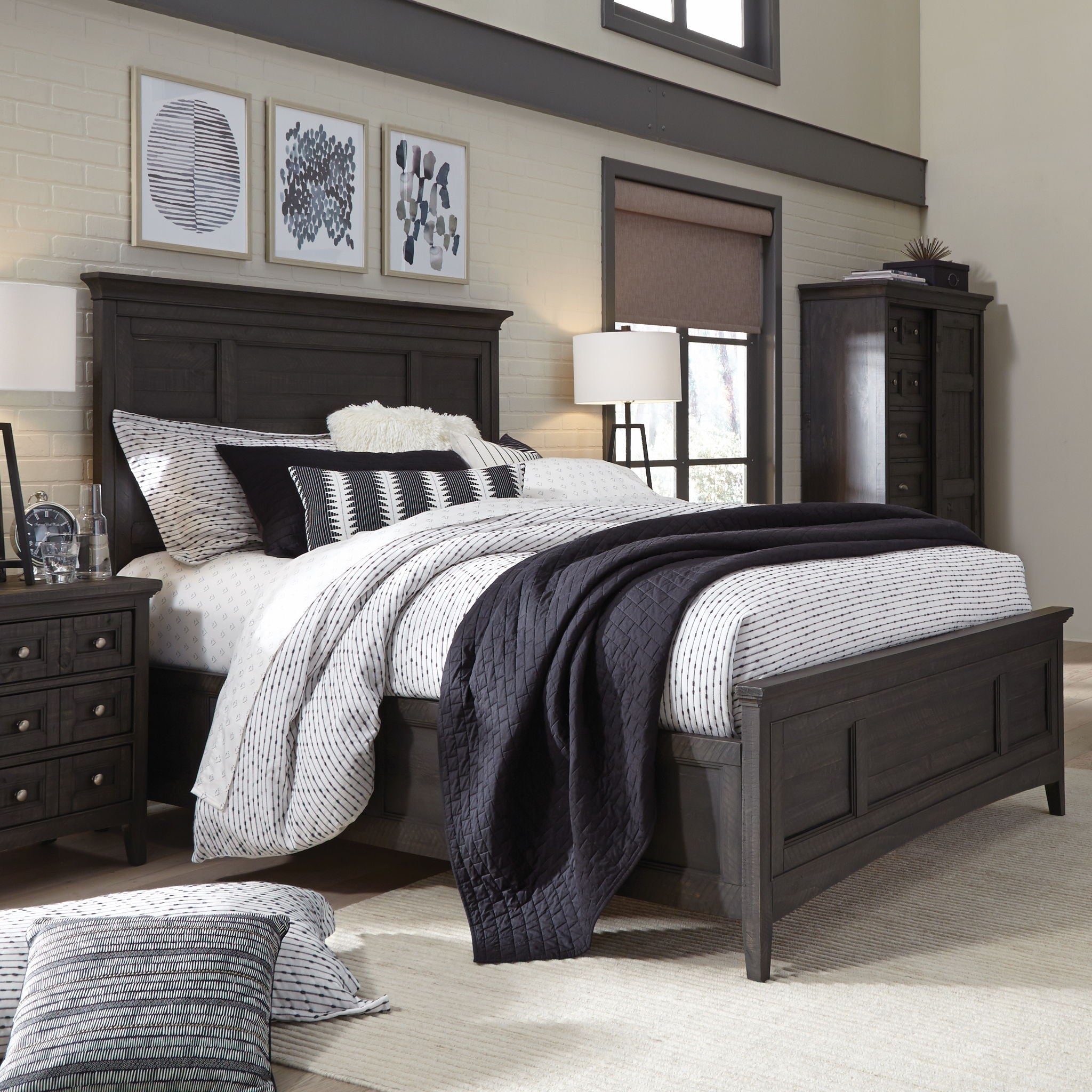 Westley Falls - Complete California King Panel Bed With Regular Rails - Graphite