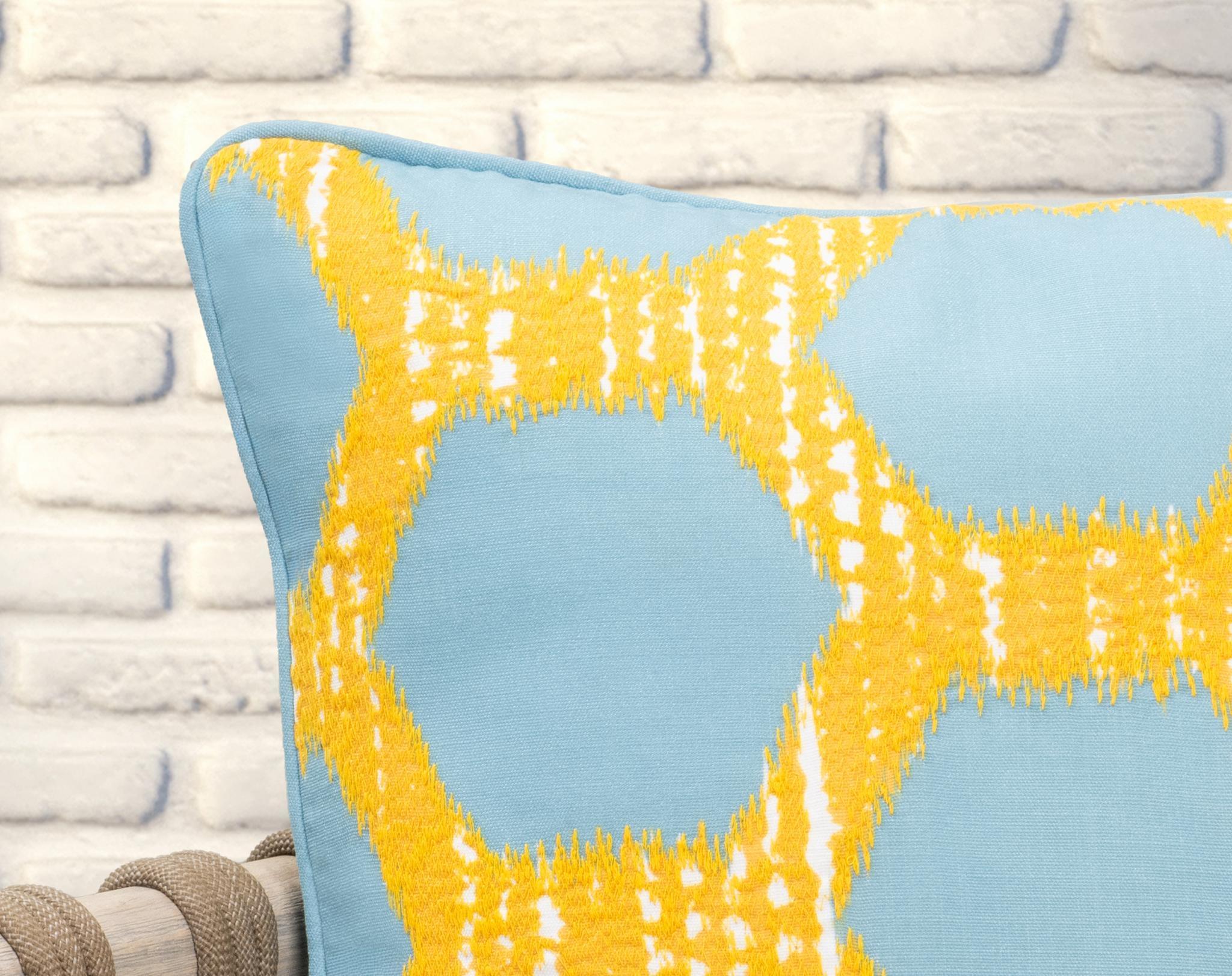 Gaines - Pillow - Yellow With Blue