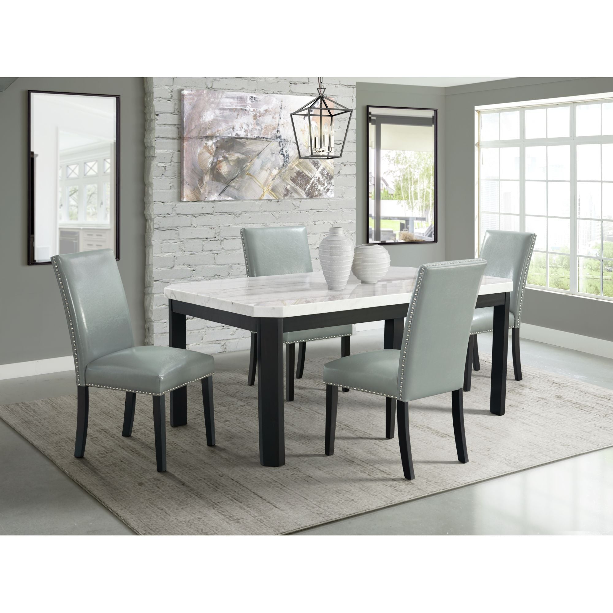 Francesca - 5 Piece Rectangular Dining Set (Table & Four Chairs) - Gray