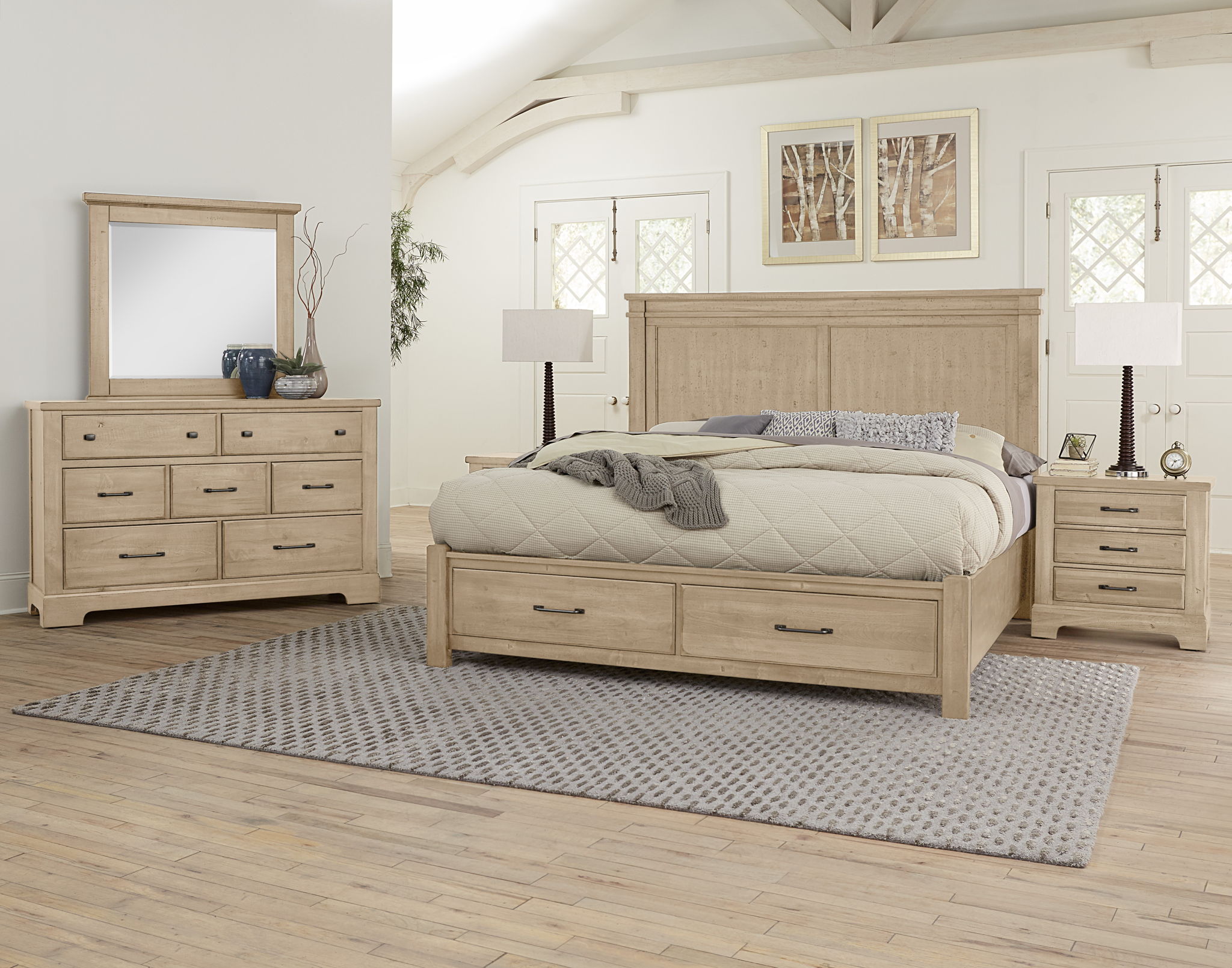 Cool Rustic - Mansion Bed With Footboard Storage - Clear Maple