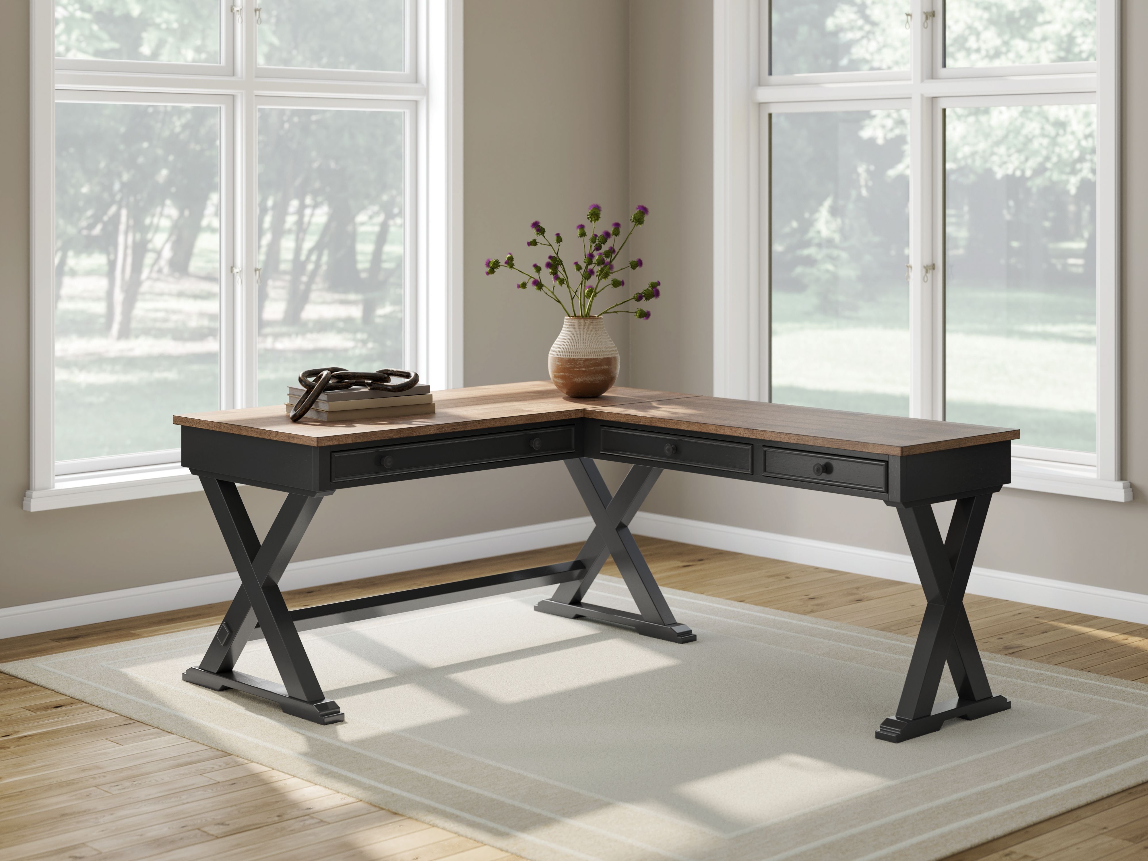 Wildenauer - Home Office Desk And Return - Brown / Black