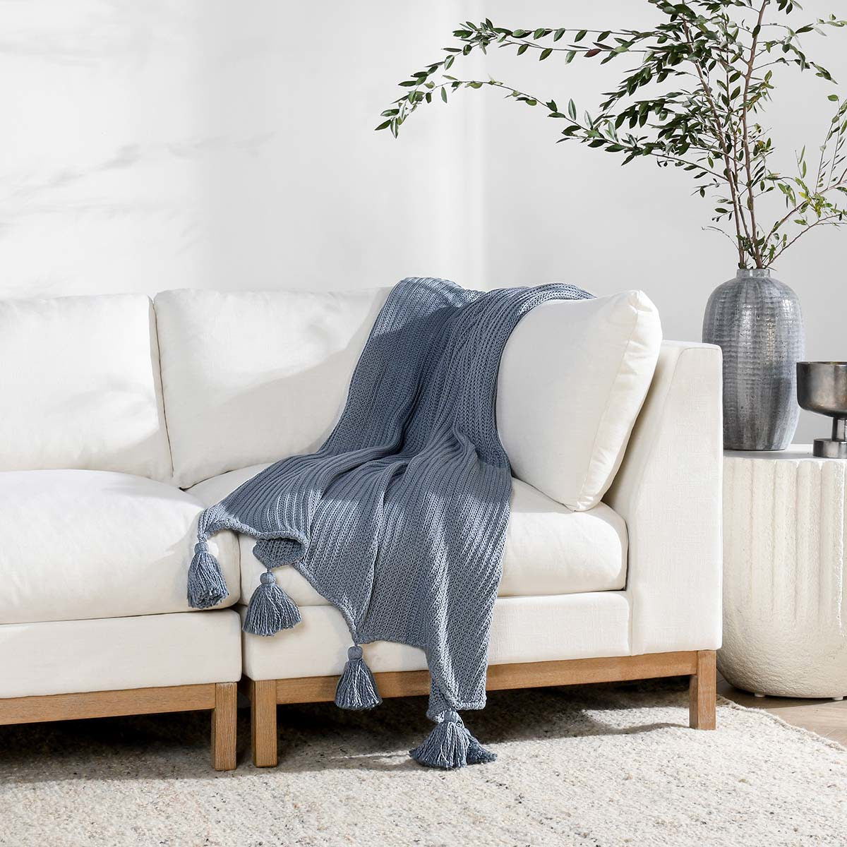 Throws - TC Veda Throw - Sea Fog Blue
