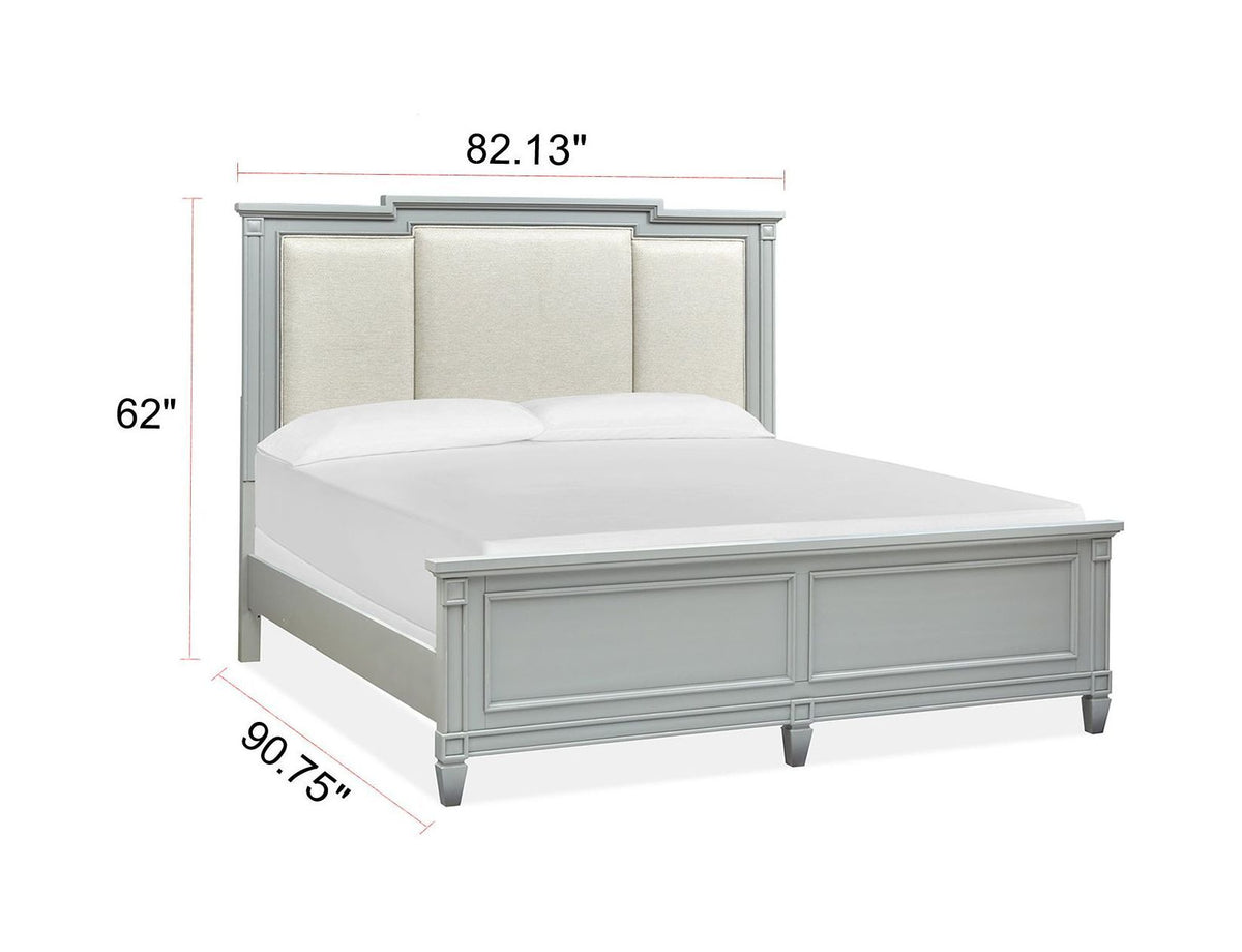 Glenbrook - Complete California King Panel Bed With Upholstered Headboard - Pebble