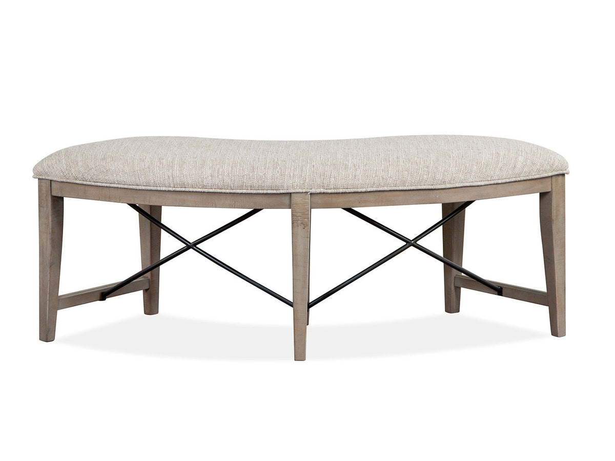 Paxton Place - Curved Bench With Upholstered Seat - Dovetail Gray