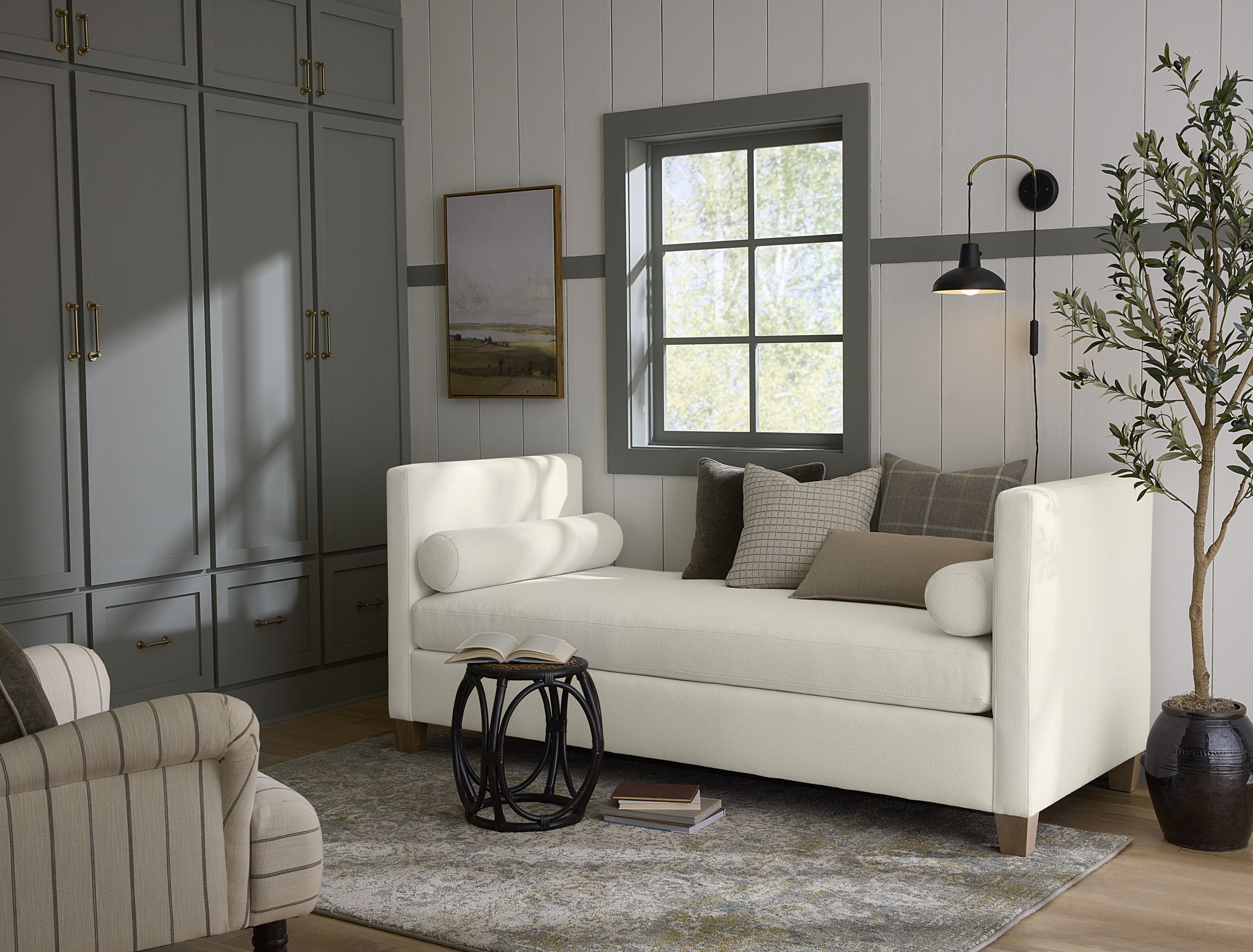 Tide & Timber - Linen Upholstery Day Bed With Twin Mattress And 4 Legs