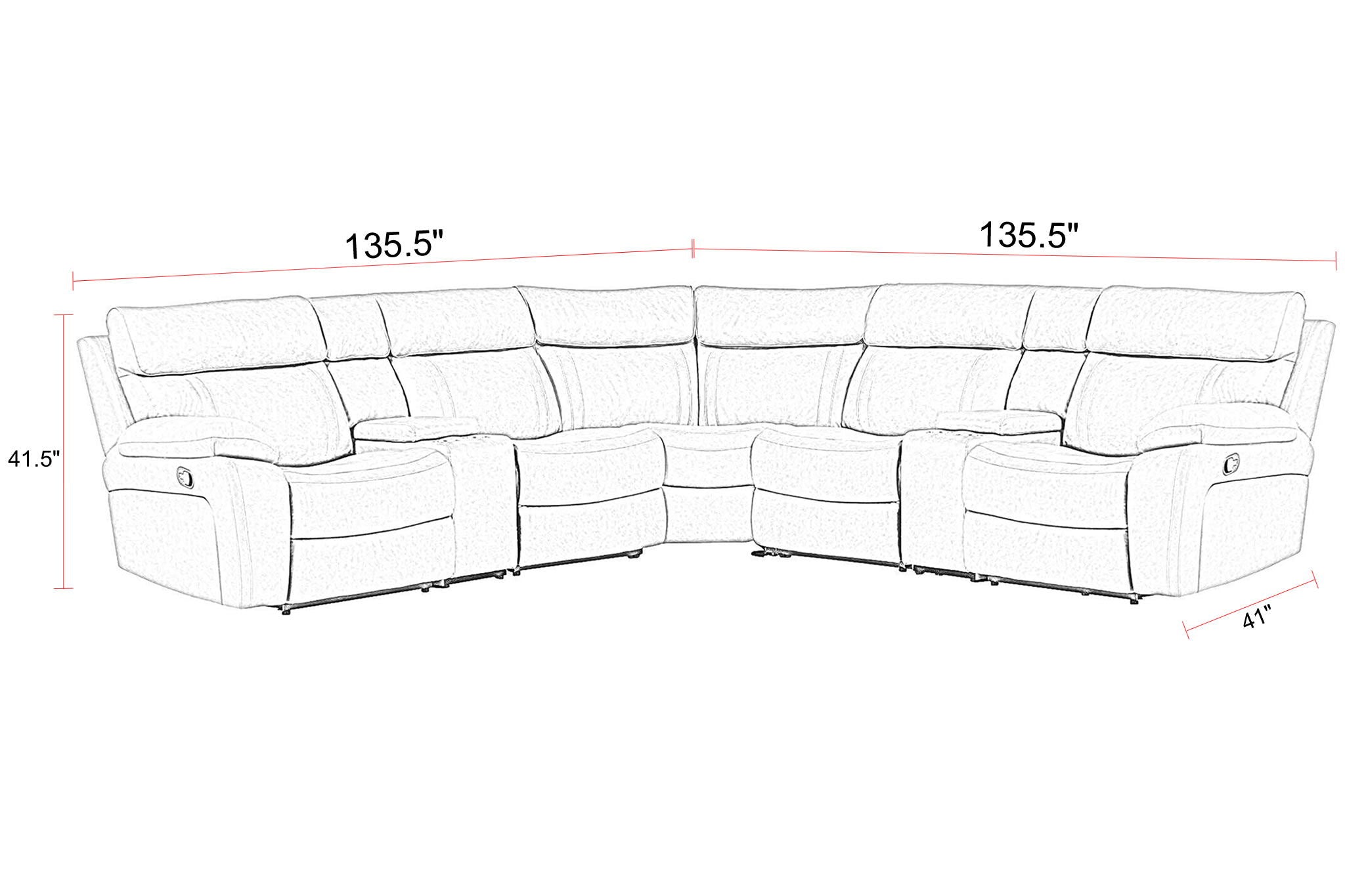 Theon - Modular Manual Reclining Sectional And Entertainment Console