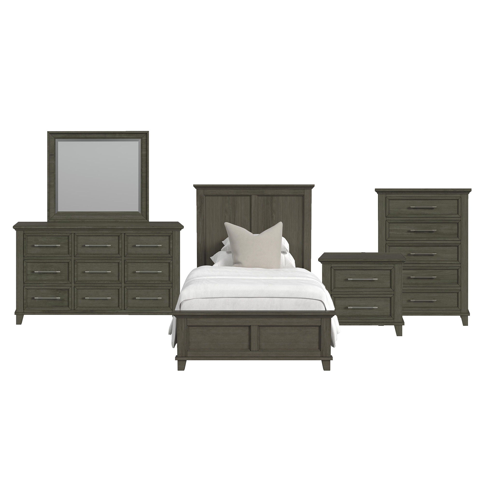 Canterbury - Twin Panel 5 Piece Bedroom Set - Gray