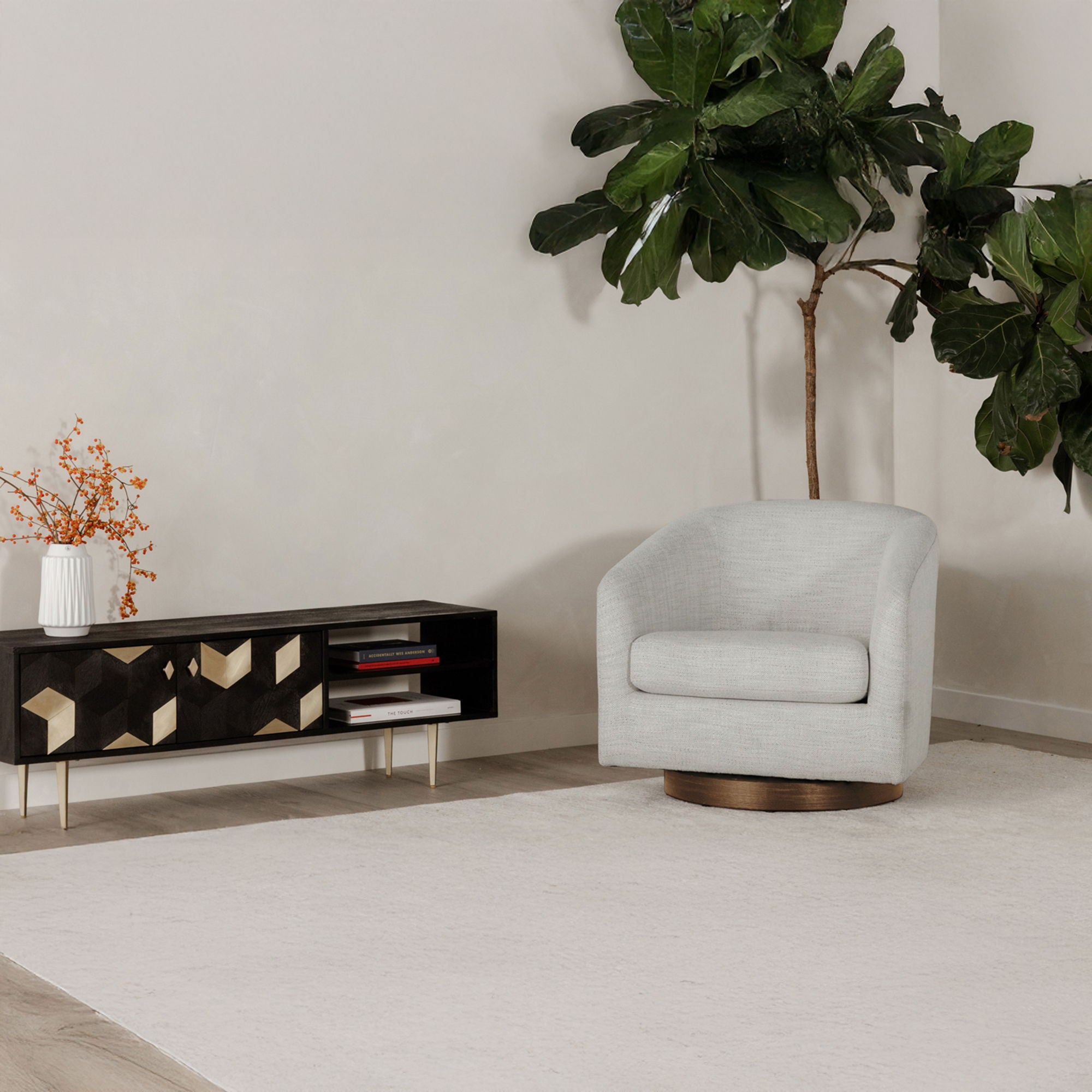 Oscy - Swivel Chair - Splashed White
