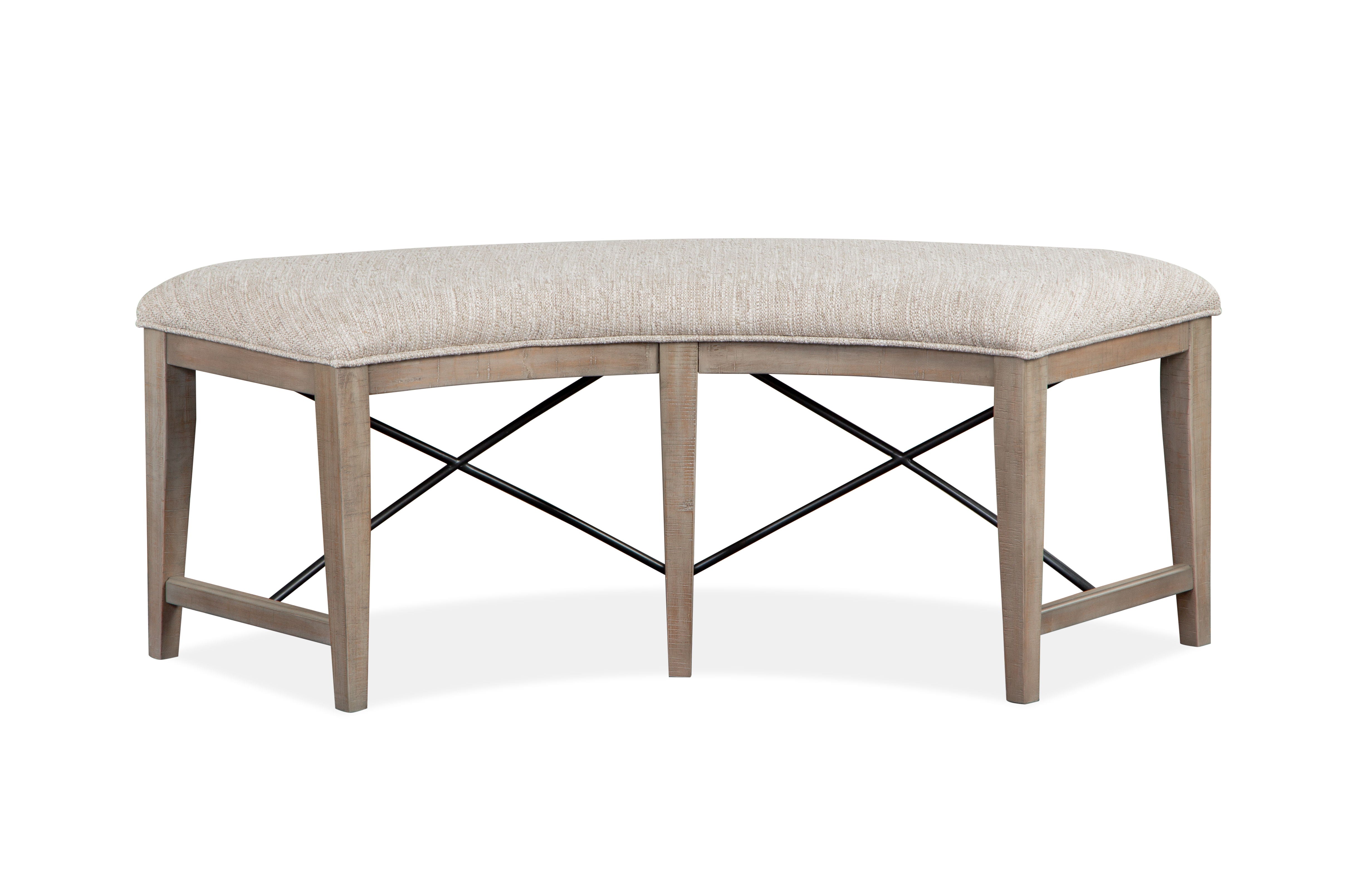 Paxton Place - Curved Bench With Upholstered Seat - Dovetail Gray