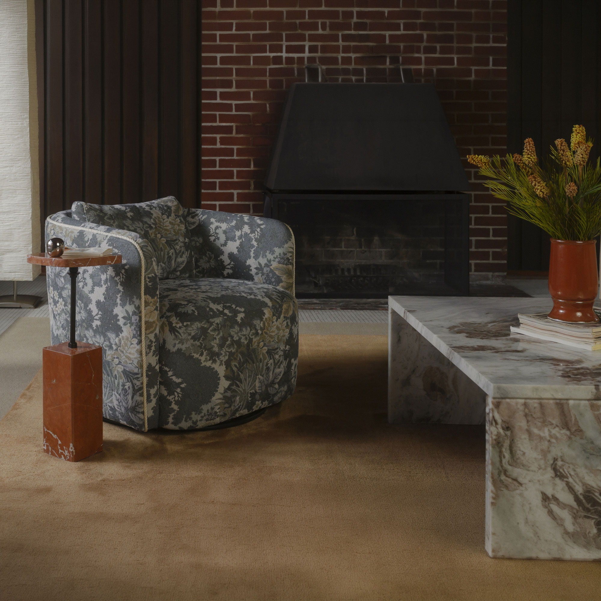 Caro - Side Table Alicante Marble - Rosso / Red