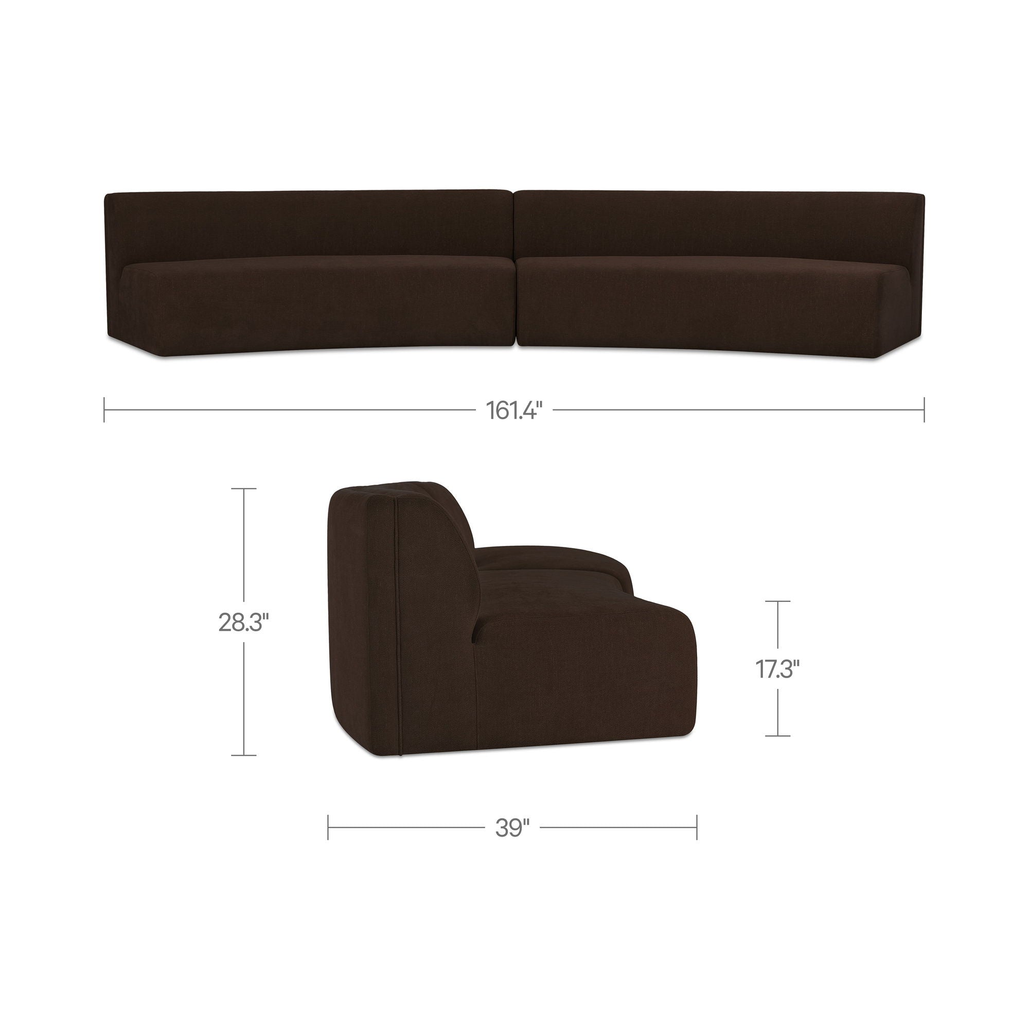 Naomi - 2 Piece Concave Modular Sectional - Dark Brown