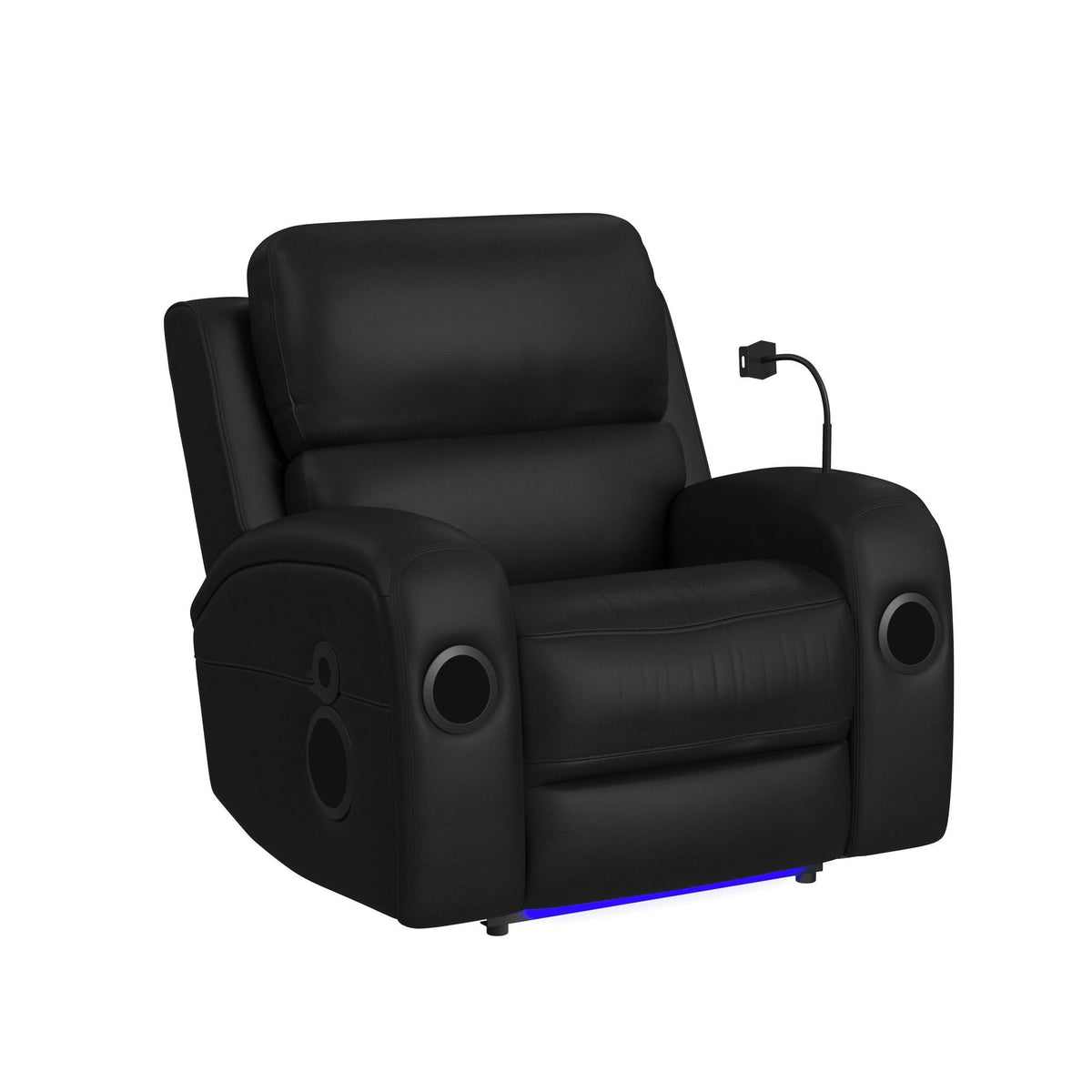 Euphora - P3 Power Glider Recliner With Heat Massage, Music, Ipad Holder With Wireless Charger, USB - Black