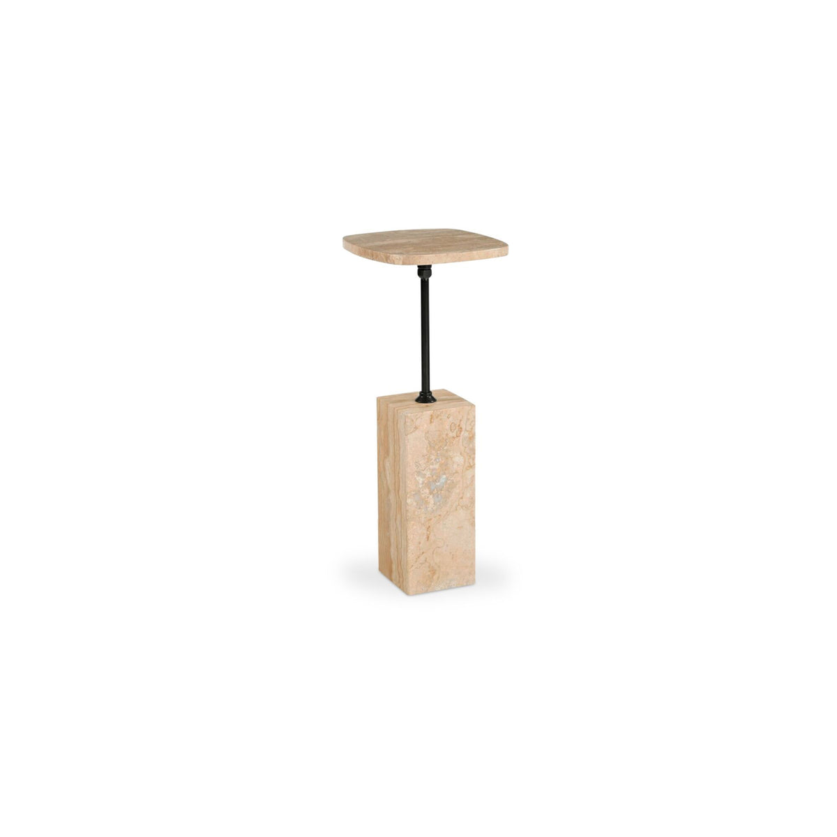 Caro - Side Table Travertine - Beige / Dark Gray