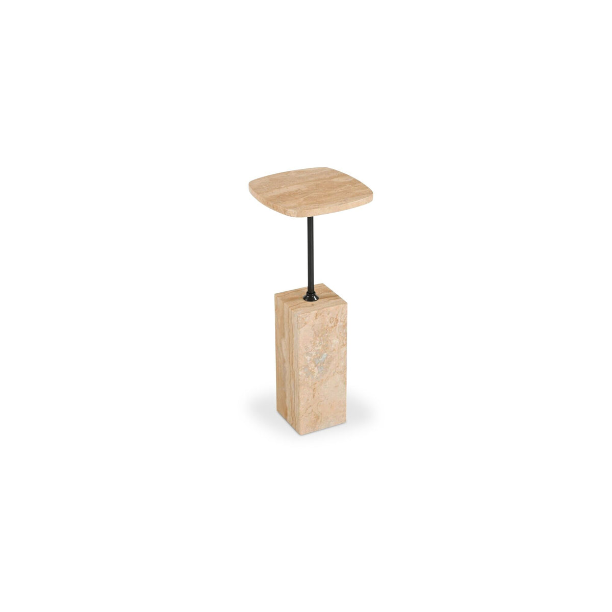 Caro - Side Table Travertine - Beige / Dark Gray