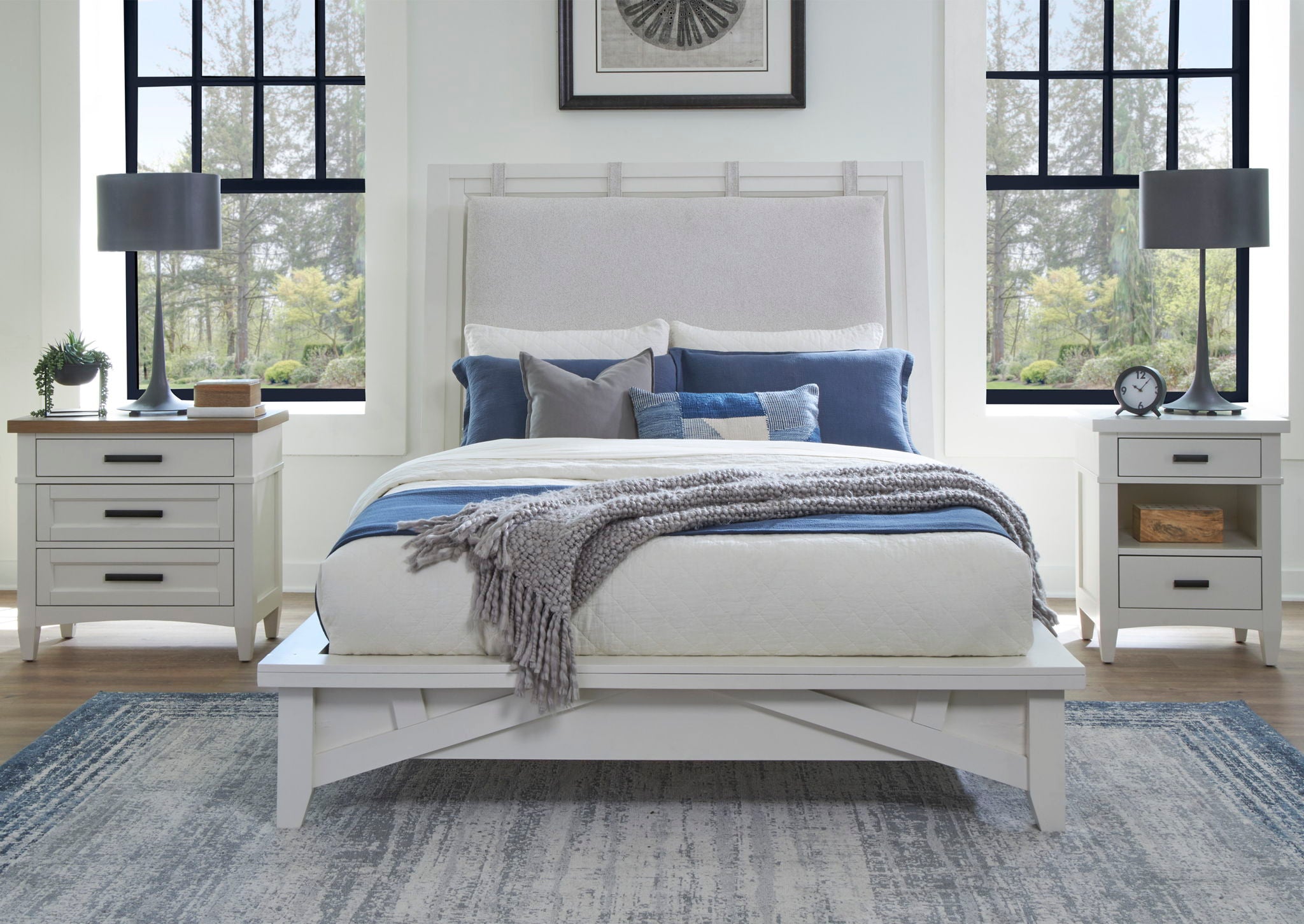 Americana Modern Bedroom - 7 Drawer Door Chest With Workstation - Cotton