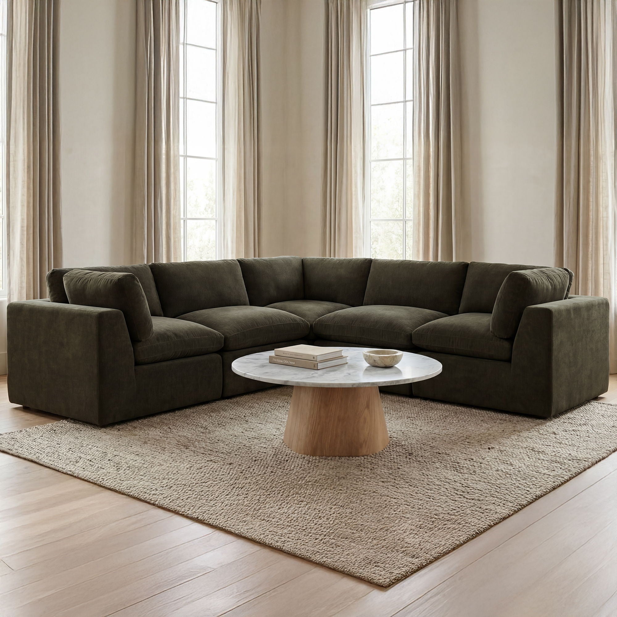 Cates - Corner Chair - Dark Green