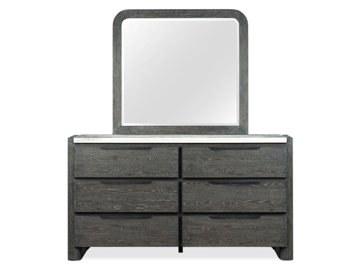 Keaton - Double Drawer Dresser With Portrait Mirror - Black