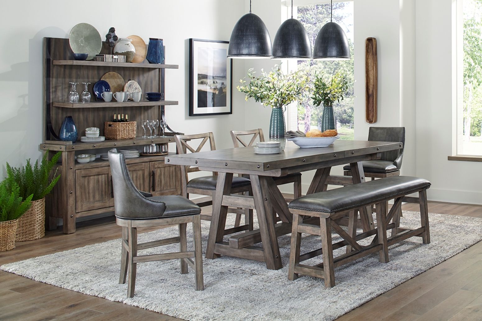 Lodge Dining - Swivel Counter Sling Chair (Set of 2) - Siltstone