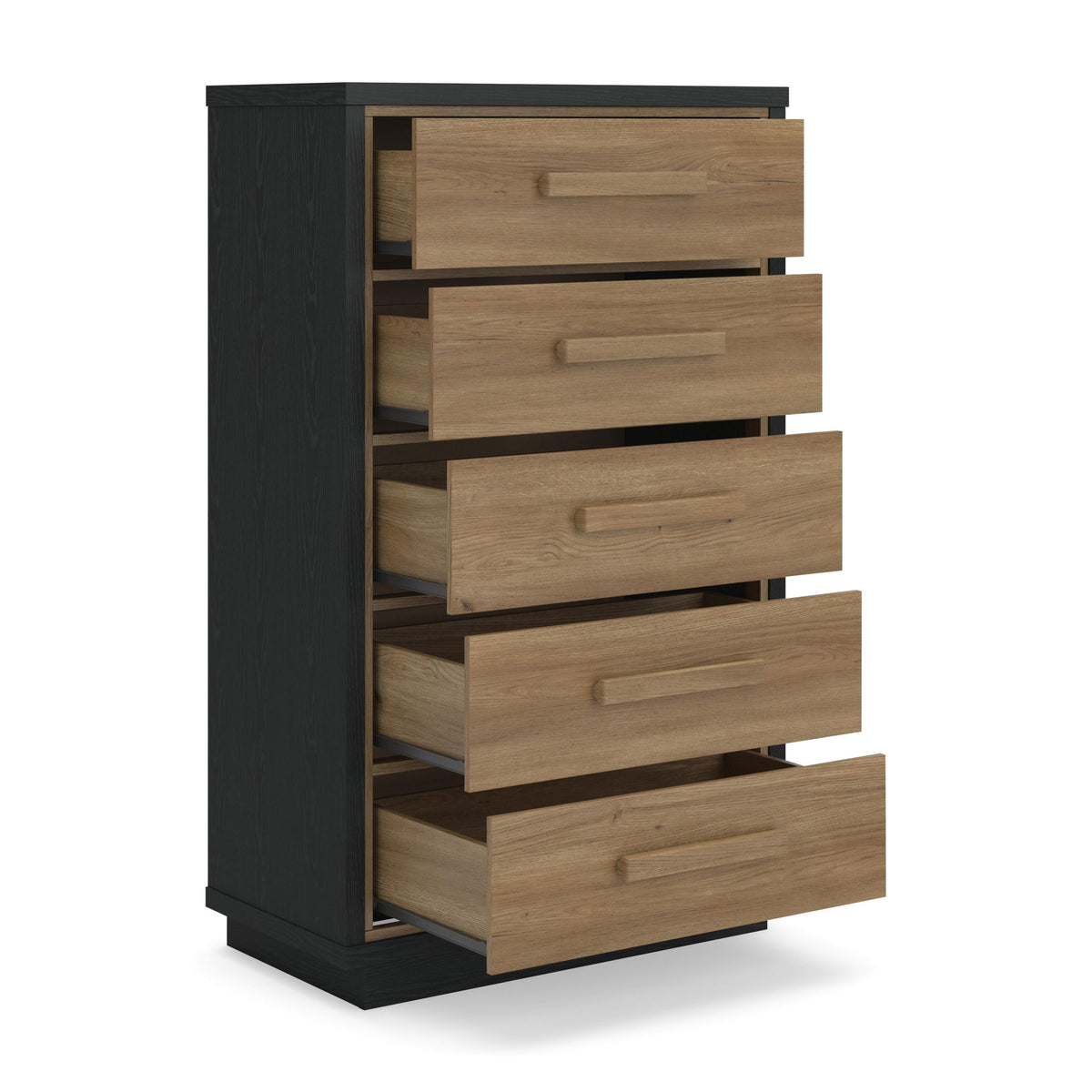 Kozmour - Five Drawer Chest - Black / Brown