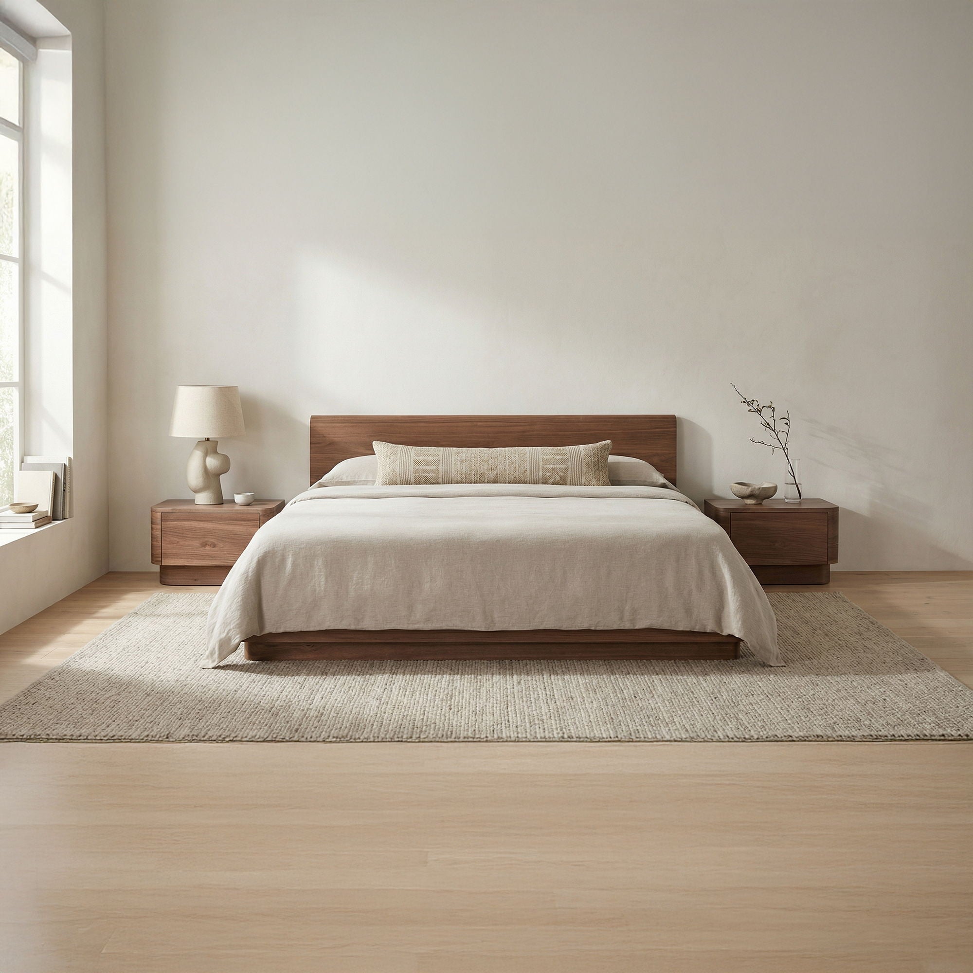 Round Off - King Bed - Natural Walnut