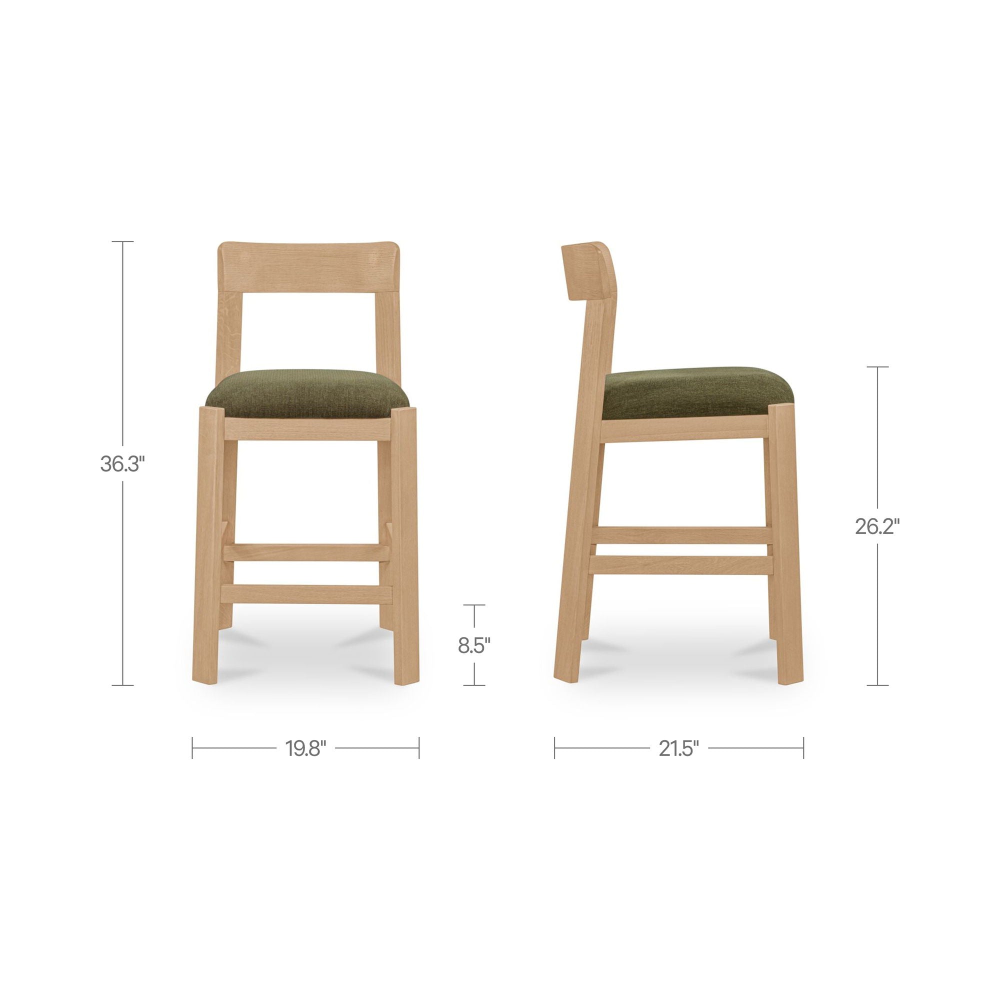 Oli - Counter Stool - Dark Green / Light Brown