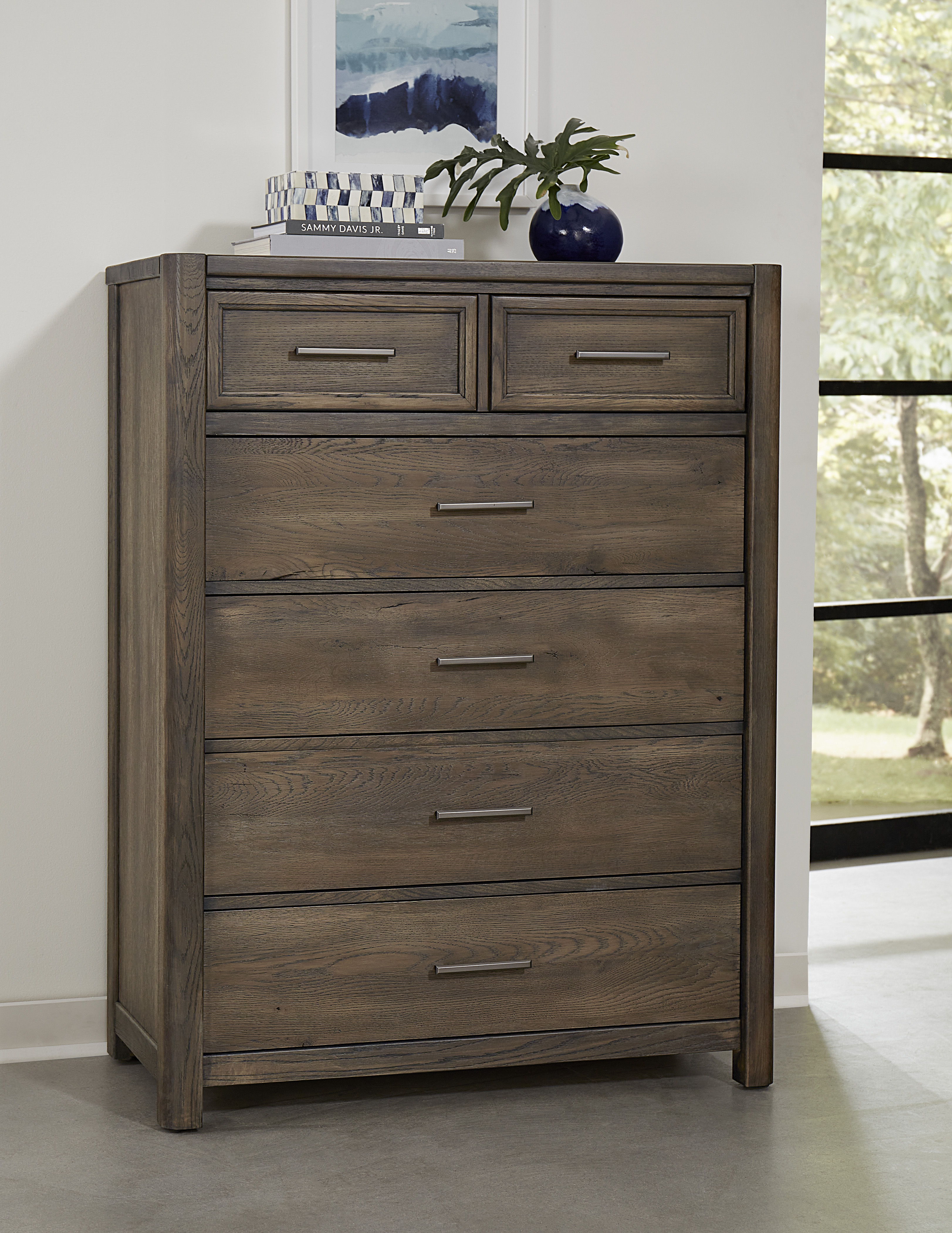 Crafted Oak - Chest 5 Drawers - Dark Brown